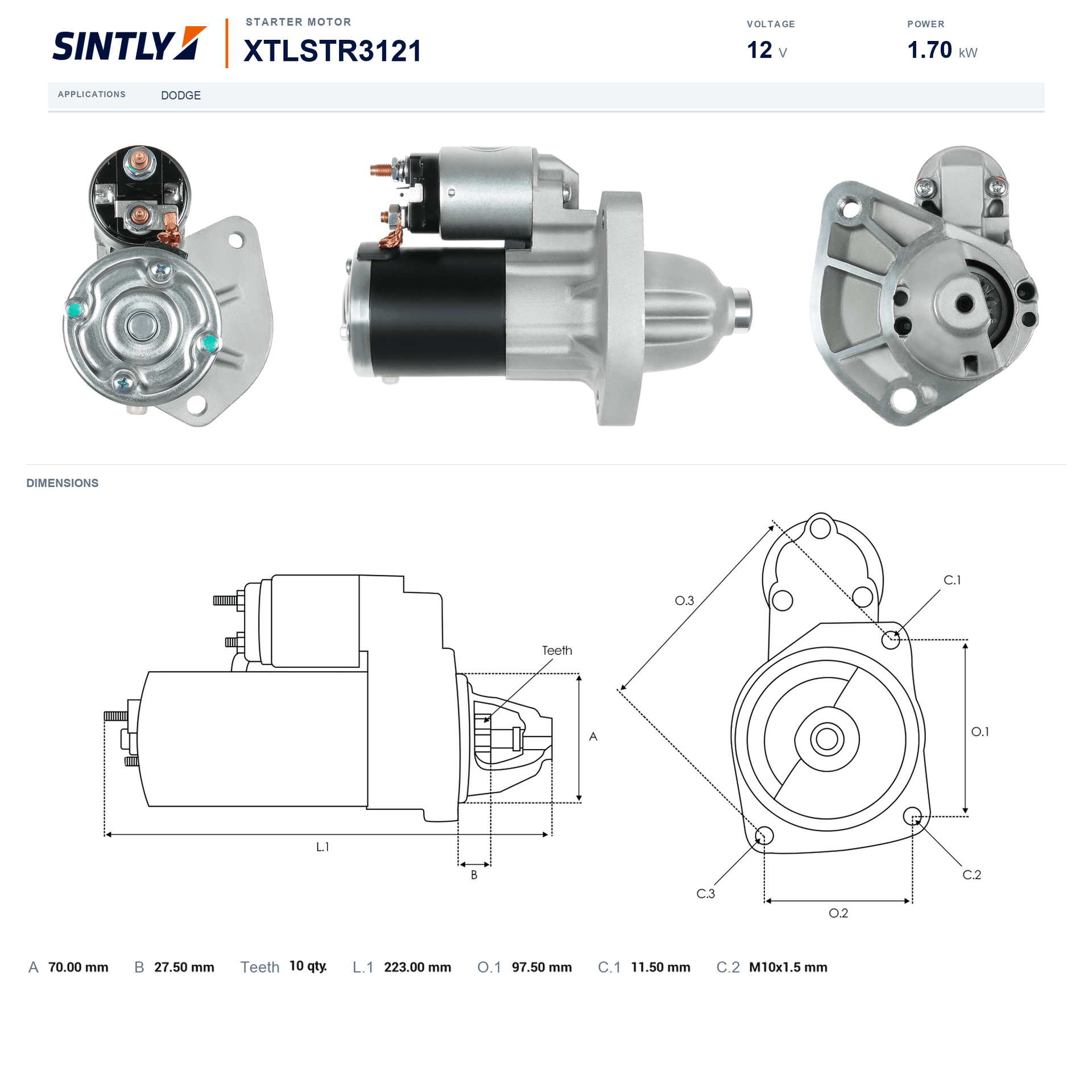 Motor de arranque XTLSTR3121
