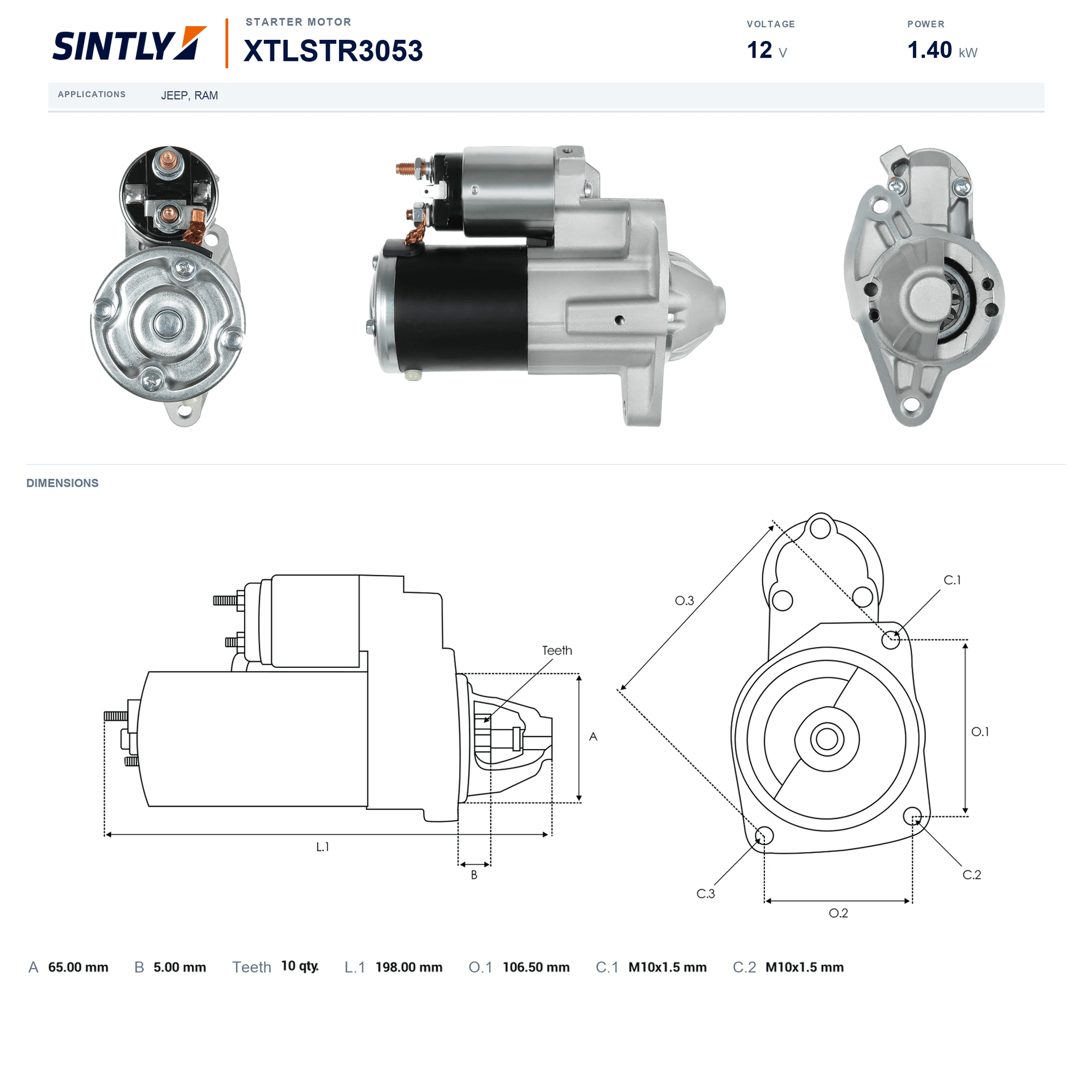 Motor de arranque XTLSTR3053