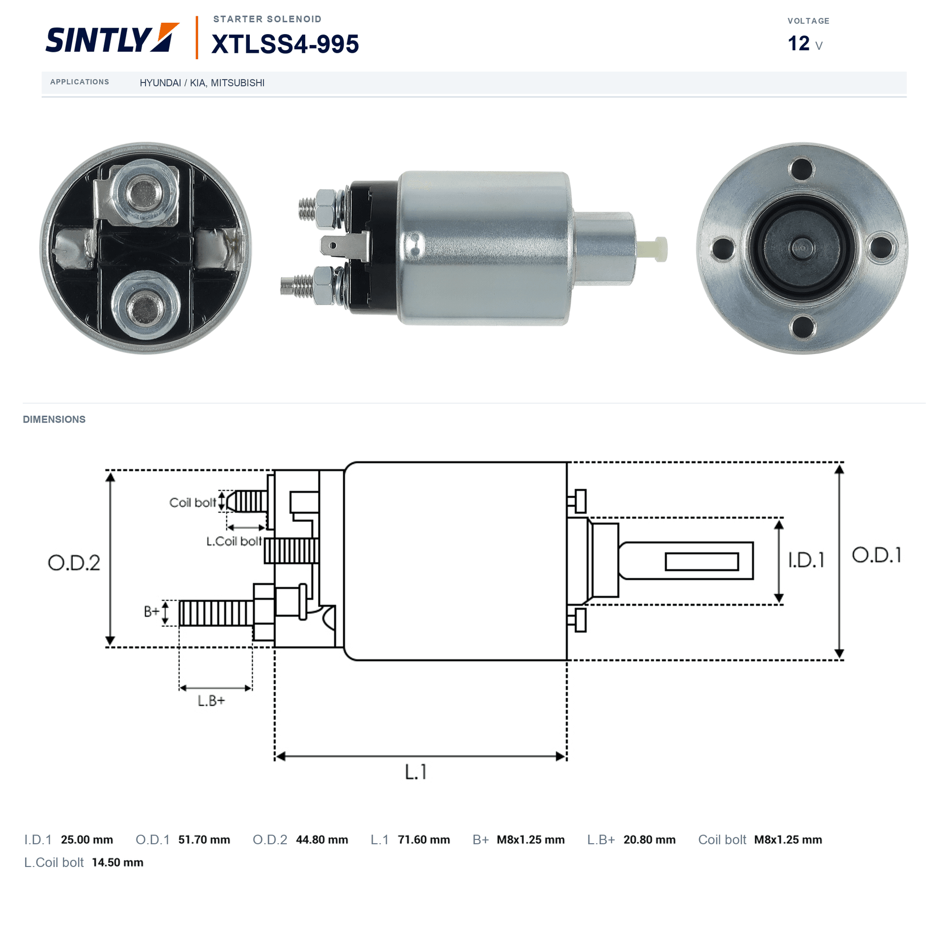 Starter Solenoid XTLSS4-995