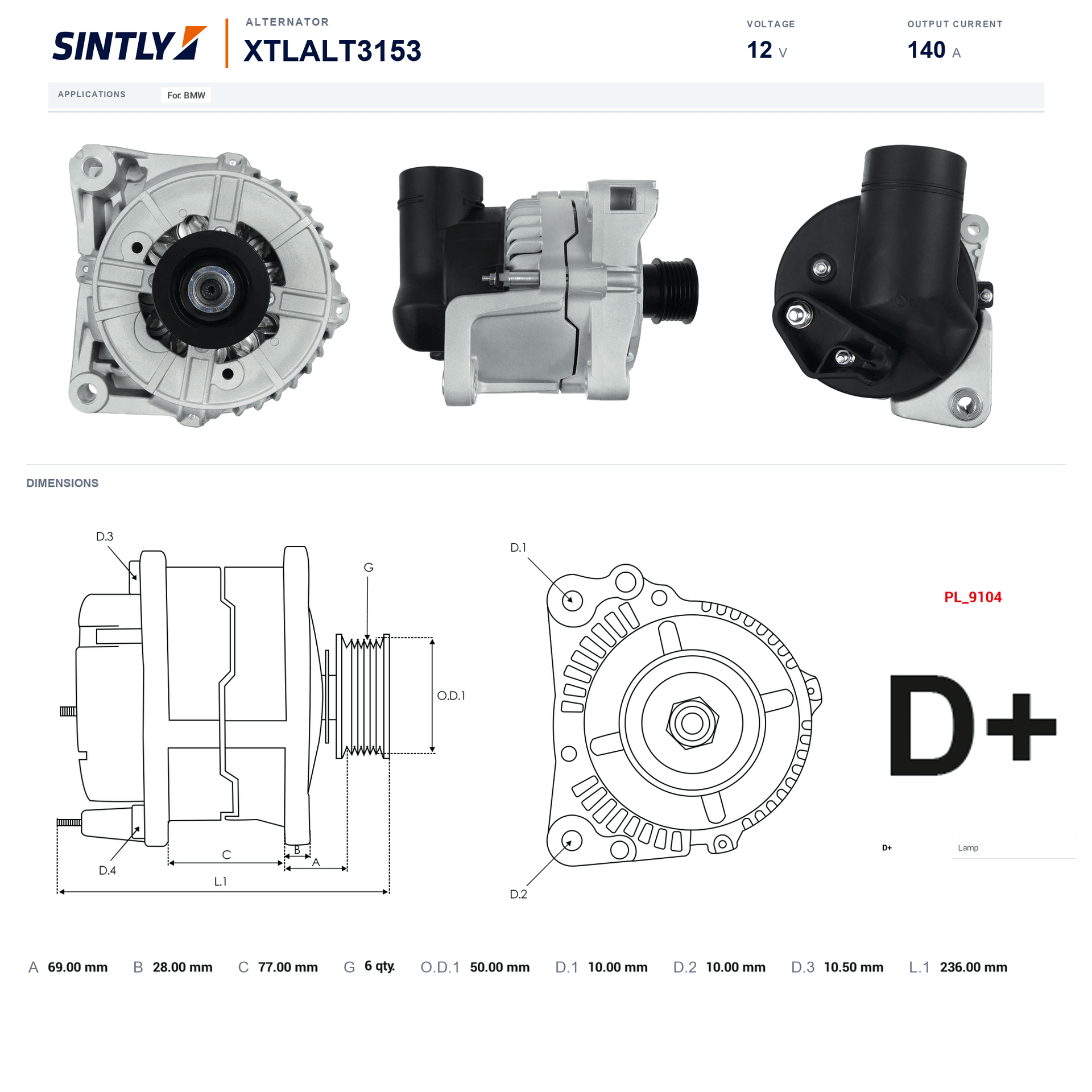 Alternator XTLALT3153