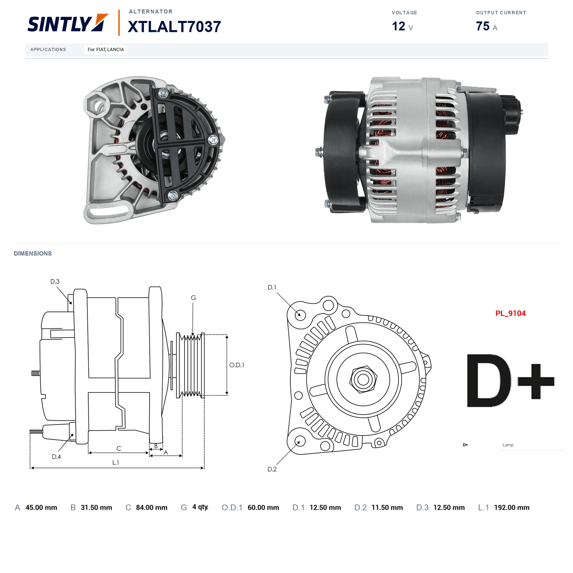 Alternator XTLALT7037