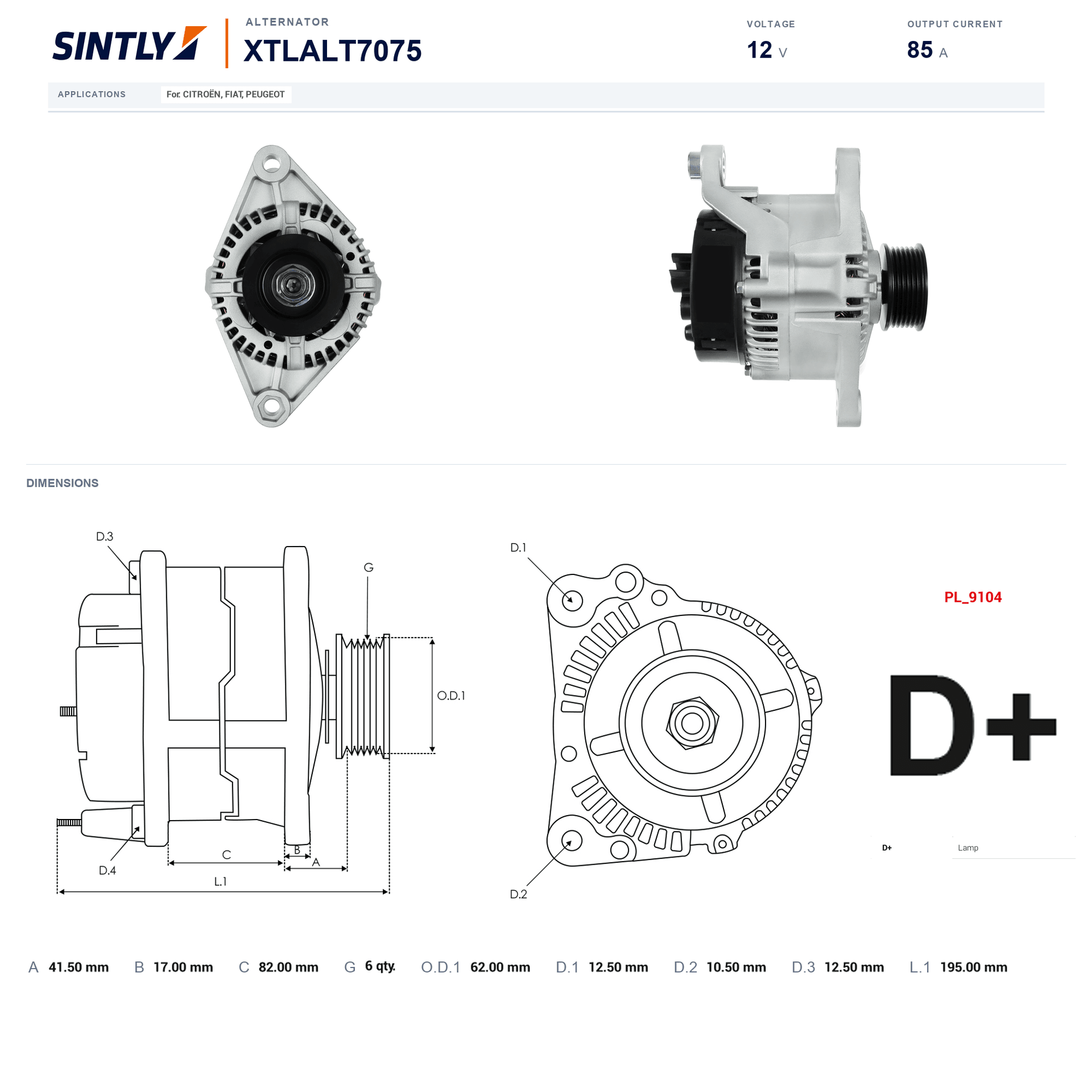 Alternator XTLALT7075