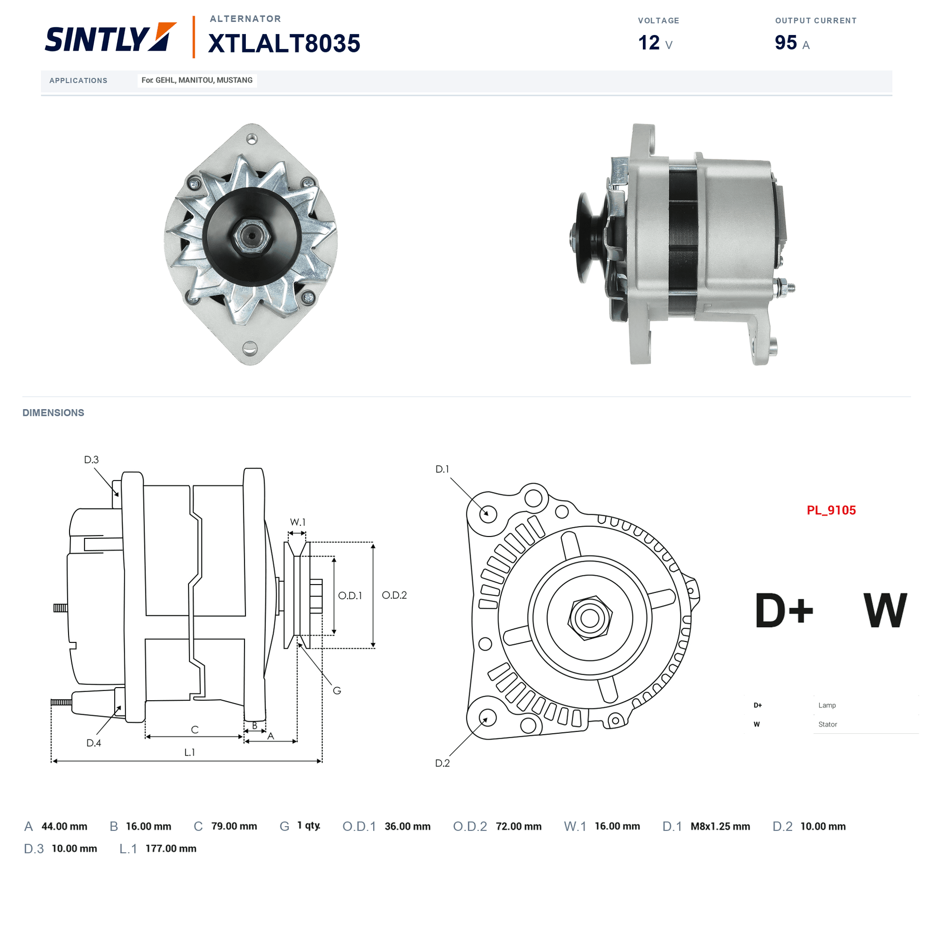 Alternator XTLALT8035