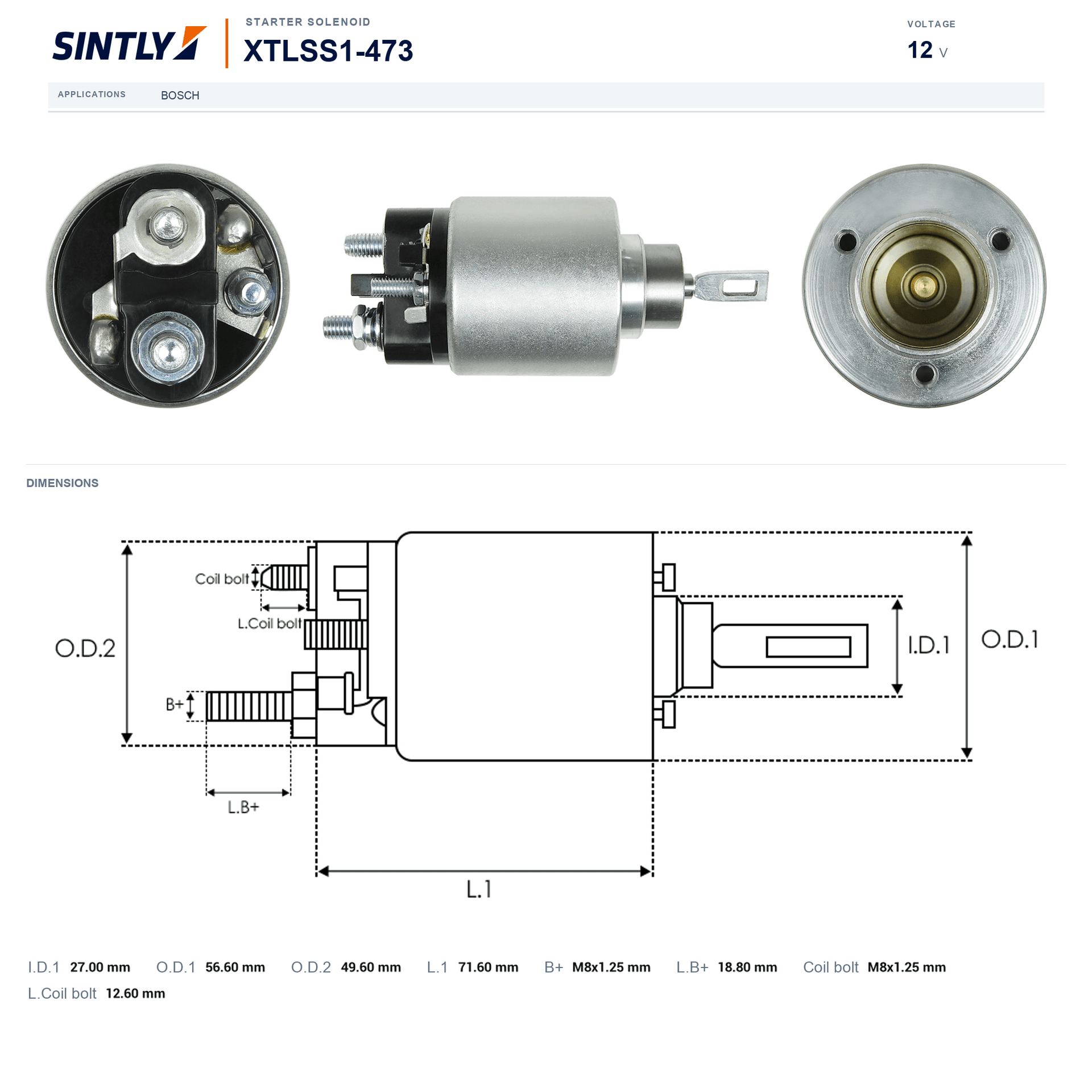 Starter Solenoid XTLSS1-473