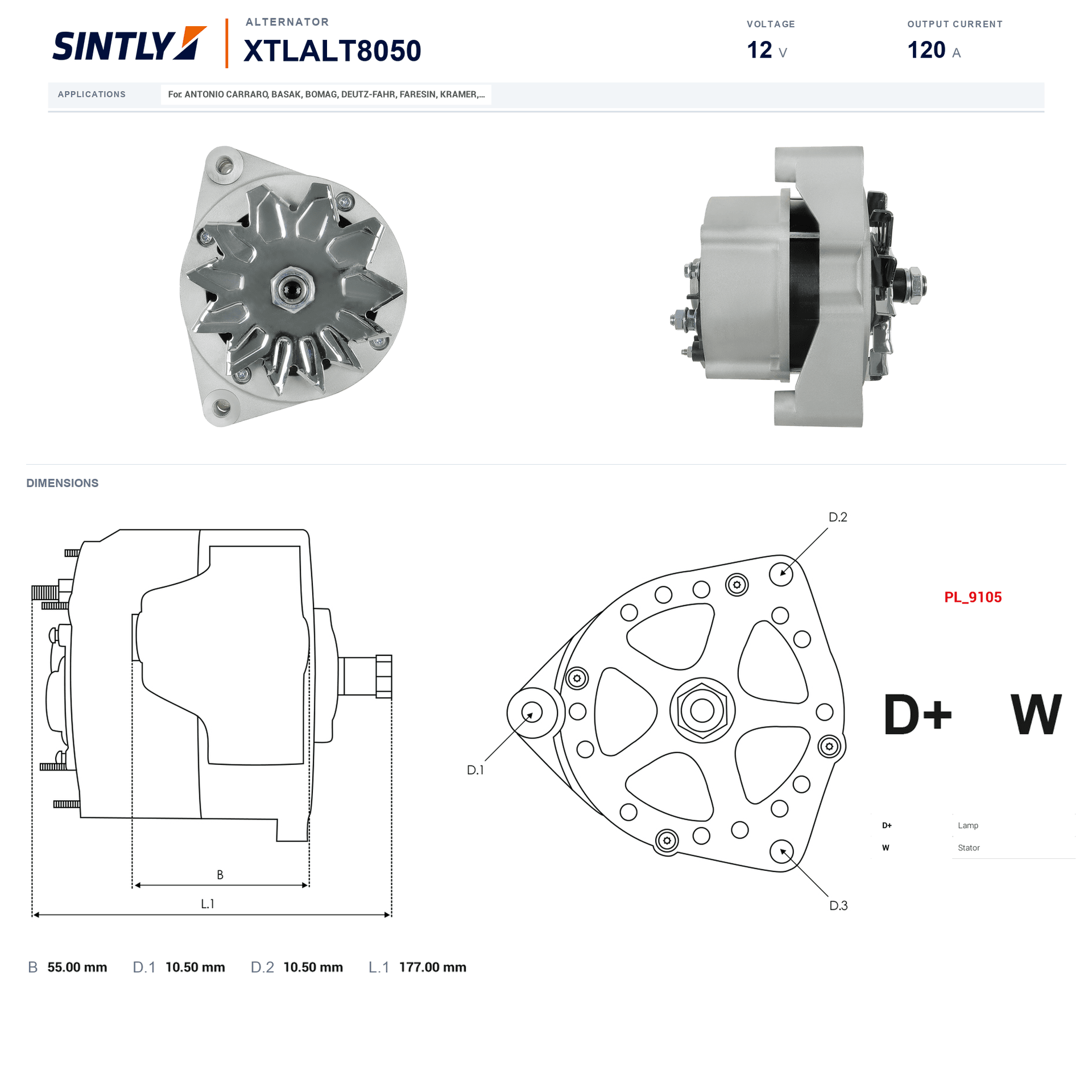 Alternator XTLALT8050