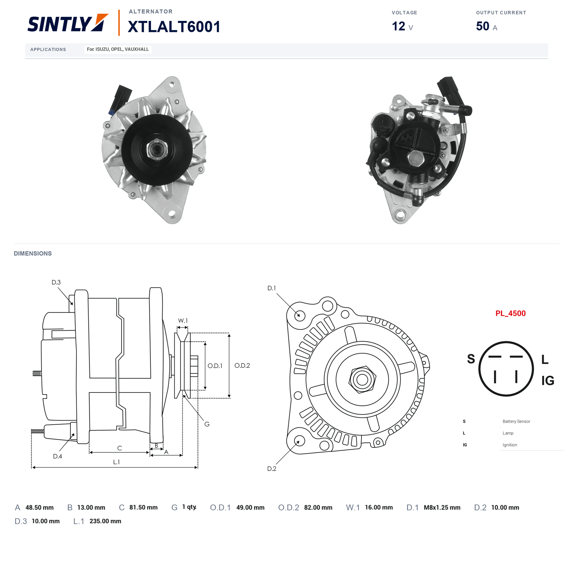 Alternator XTLALT6001