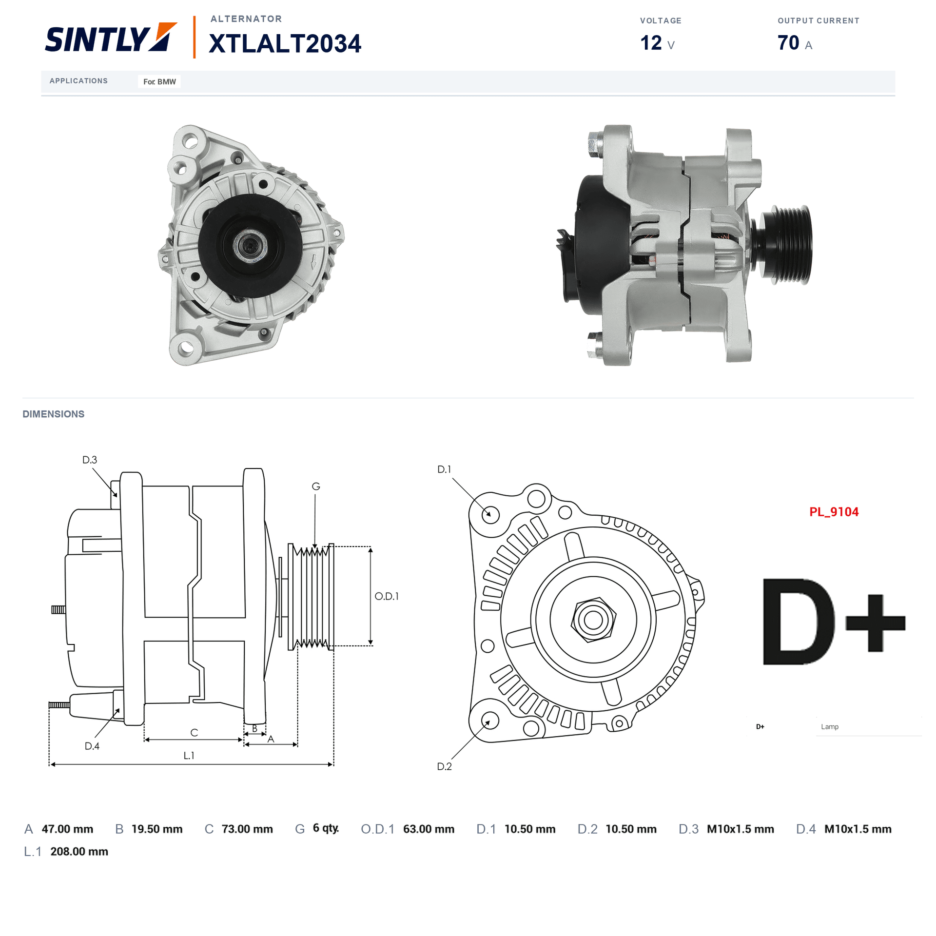 Alternator XTLALT2034