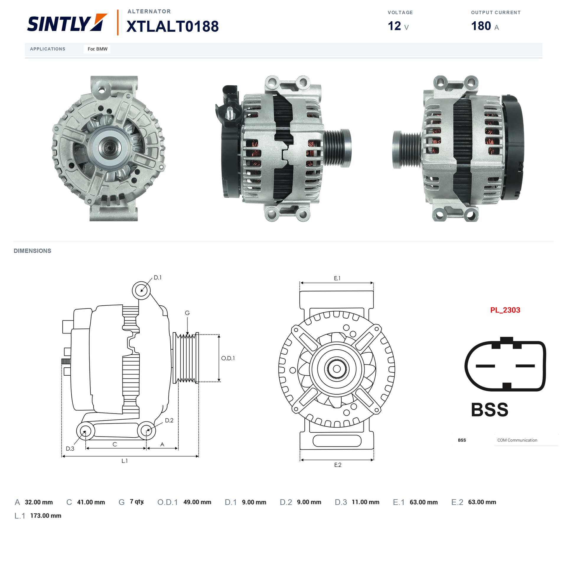 Alternator XTLALT0188