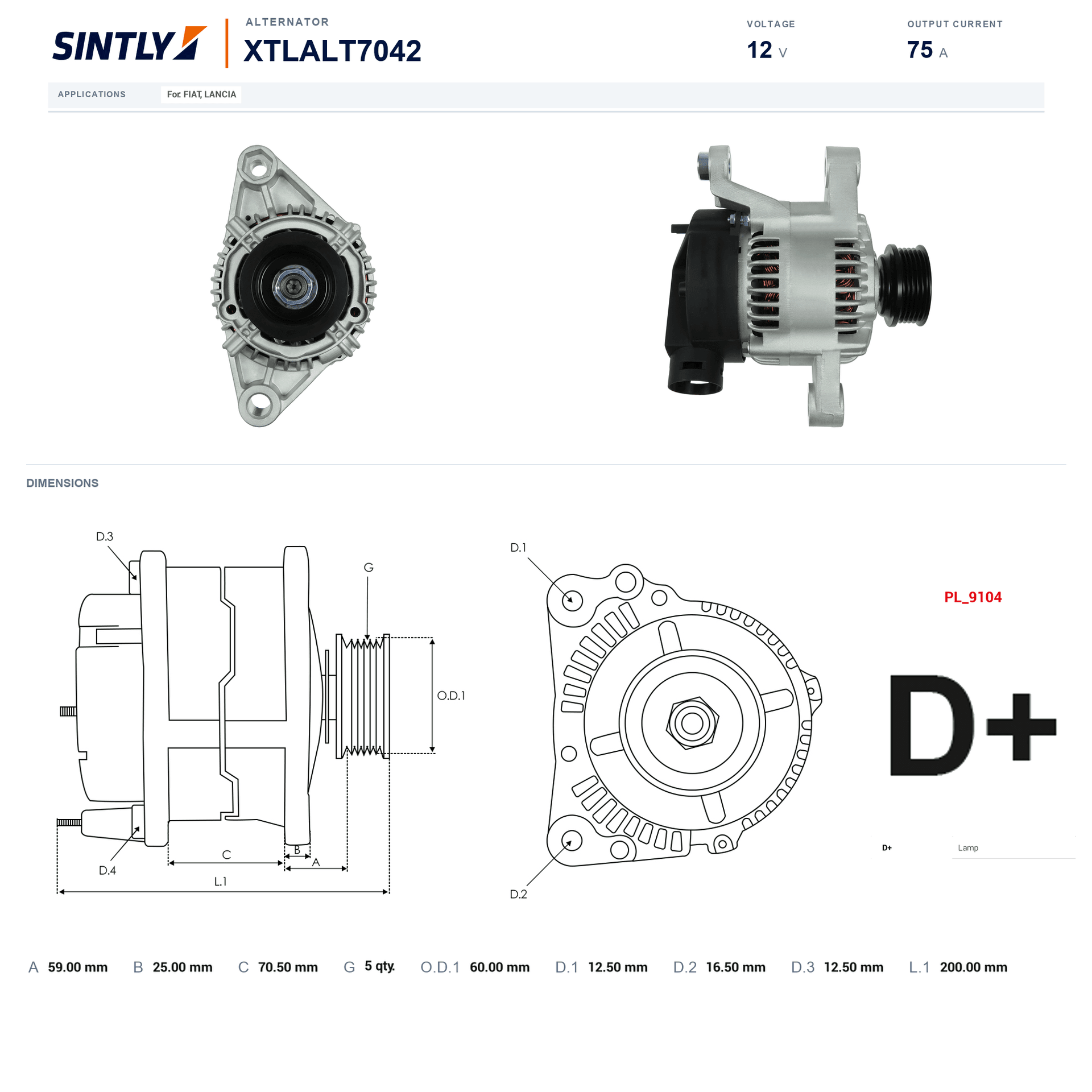 Alternator XTLALT7042