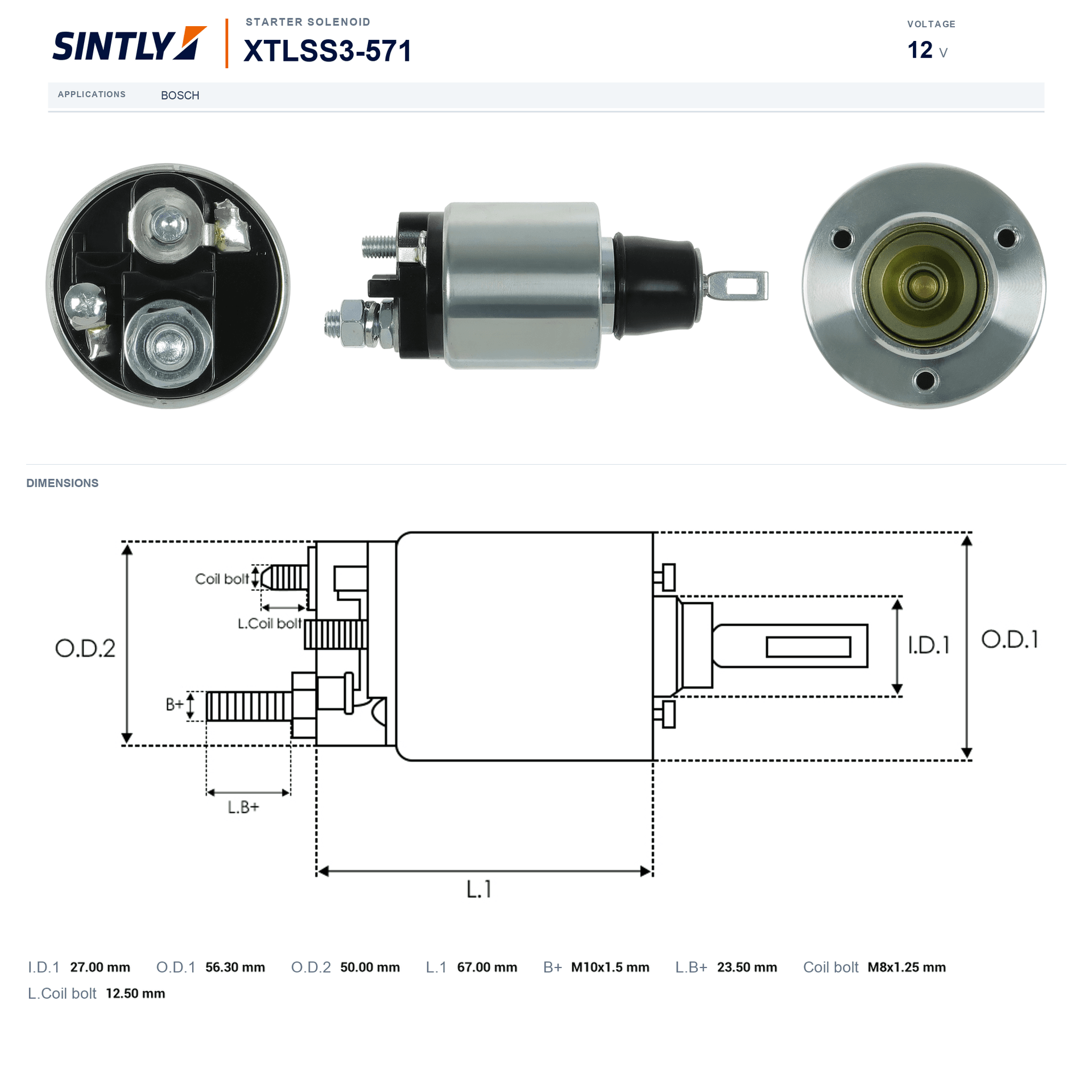 Starter Solenoid XTLSS3-571