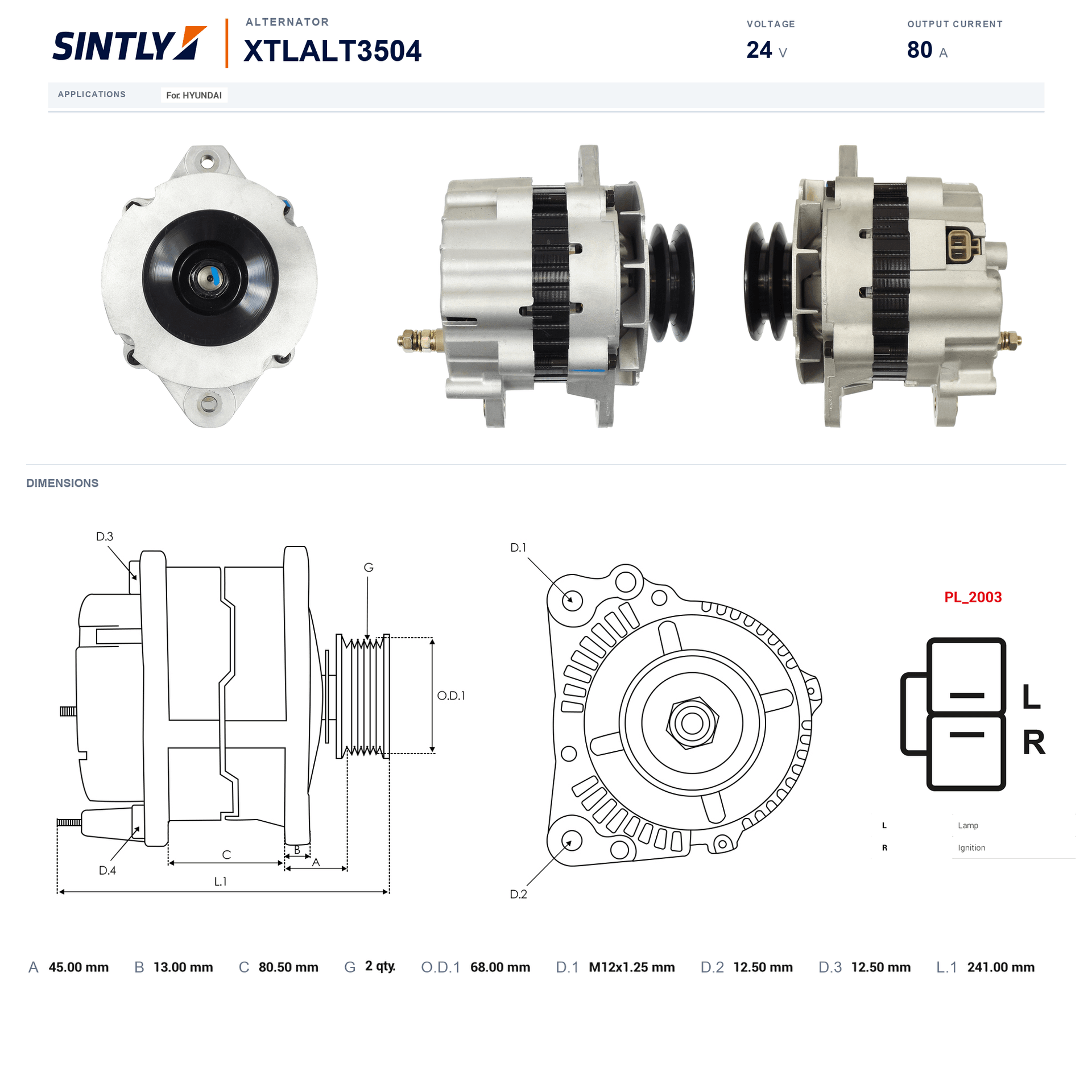 Alternator XTLALT3504