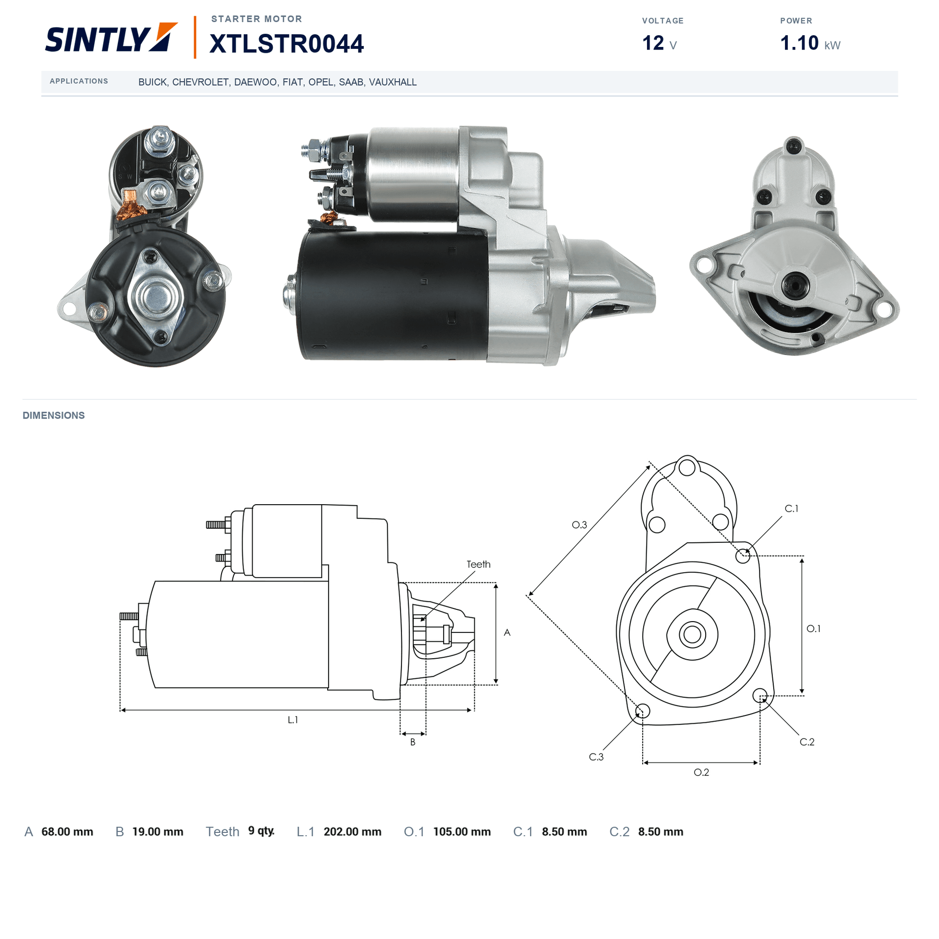 Motor de arranque XTLSTR0044