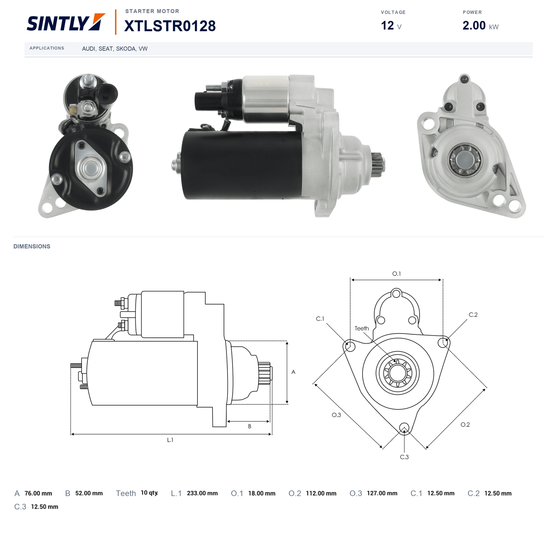 Motor de arranque XTLSTR0128