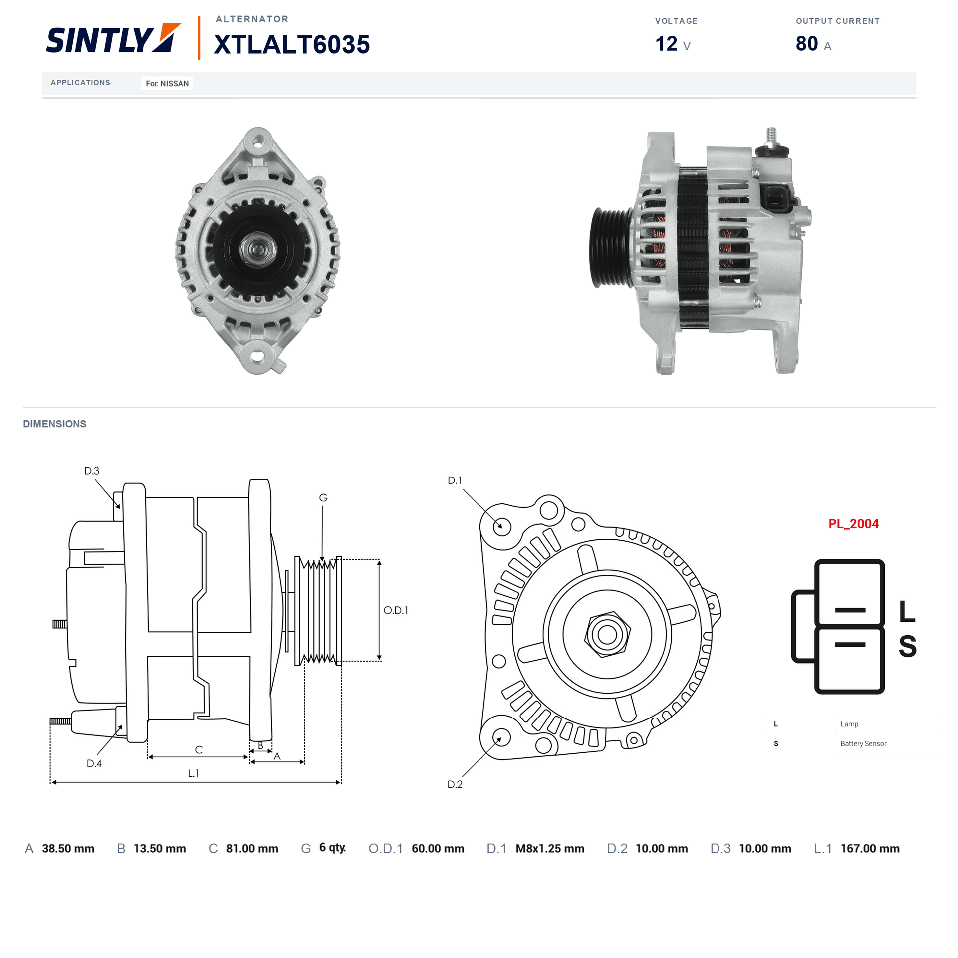 Alternator XTLALT6035