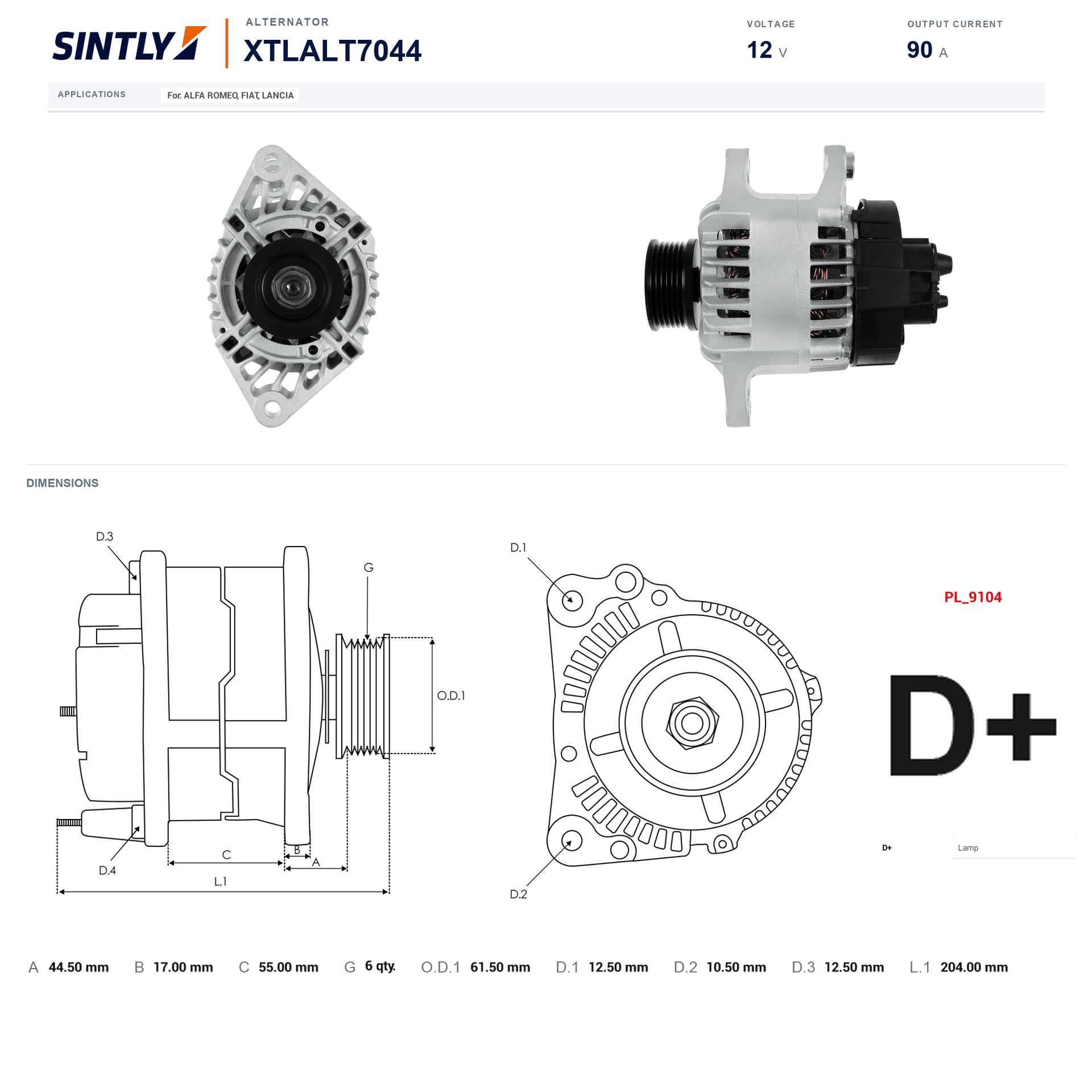 Alternator XTLALT7044