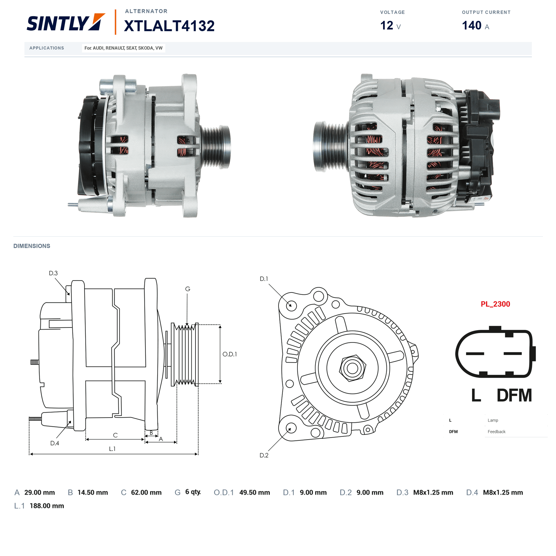 Alternator XTLALT4132
