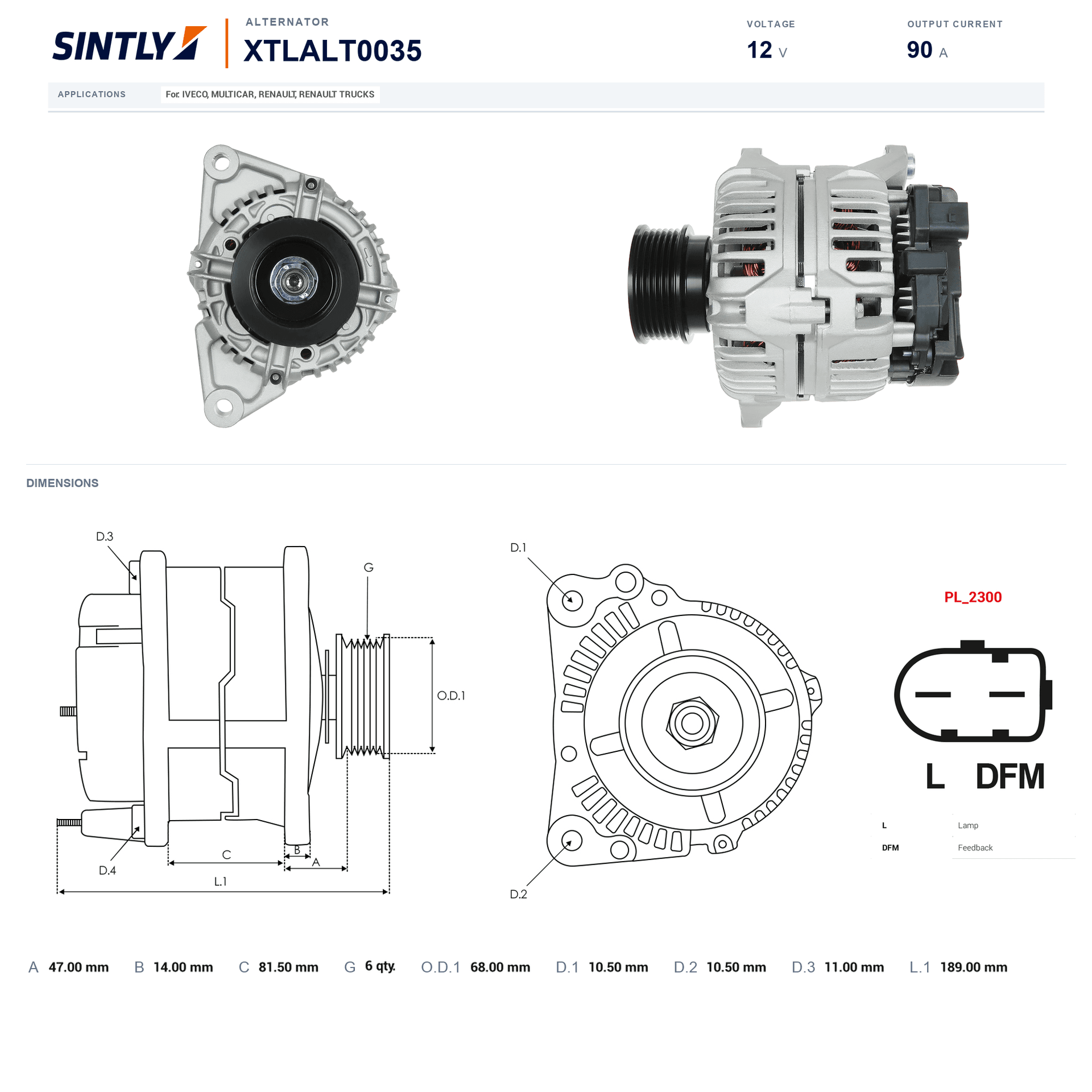Alternator XTLALT0035