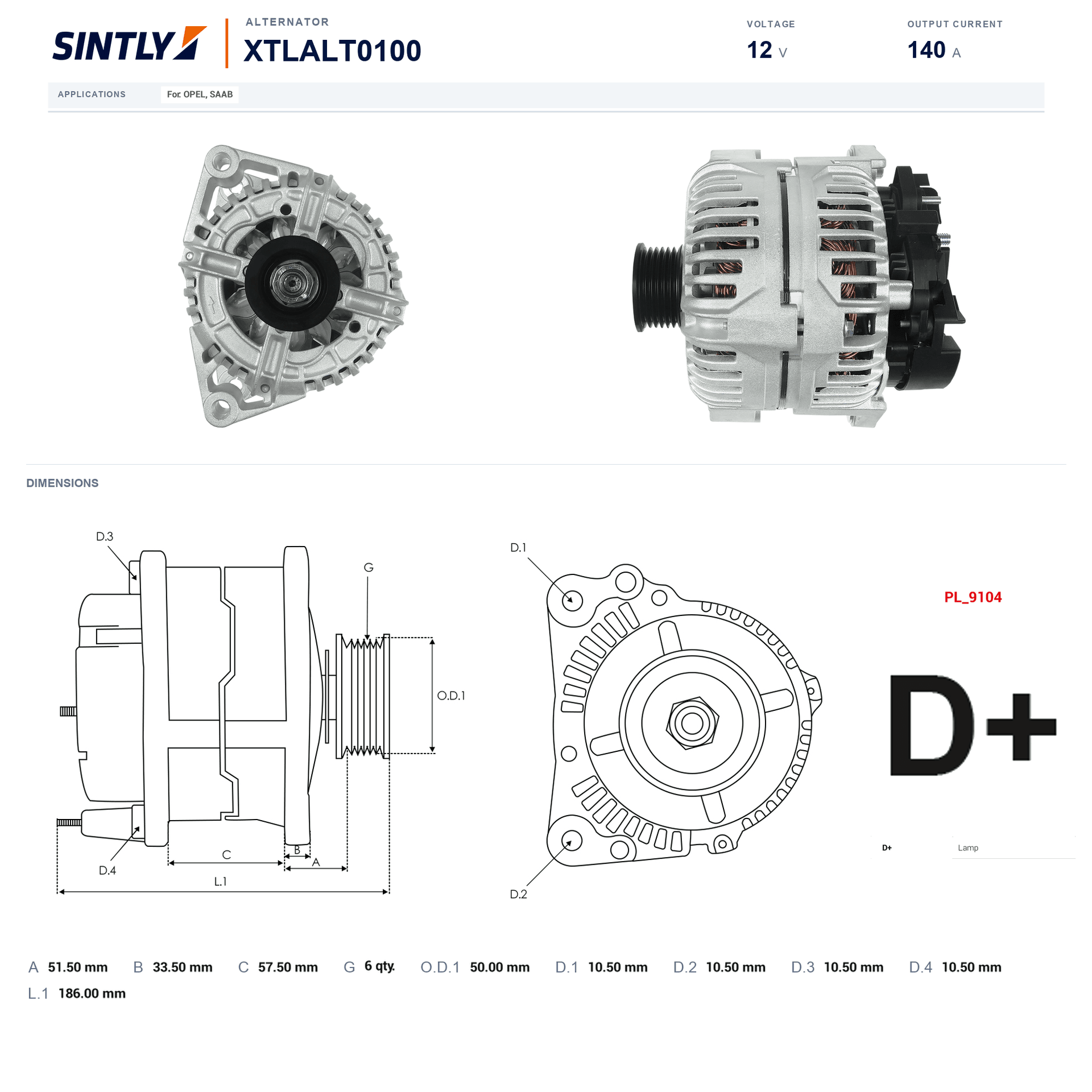 Alternator XTLALT0100