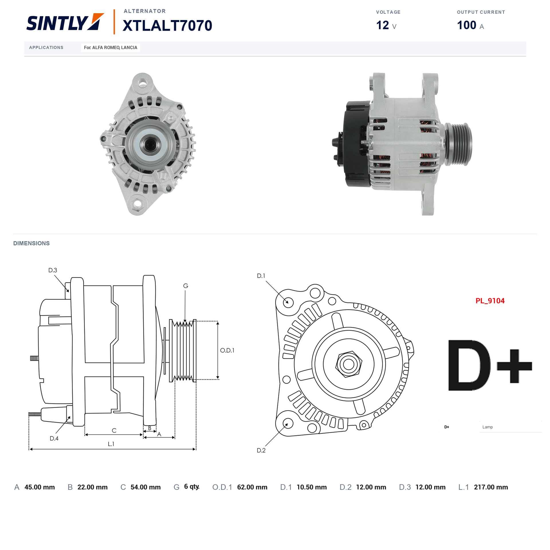 Alternator XTLALT7070