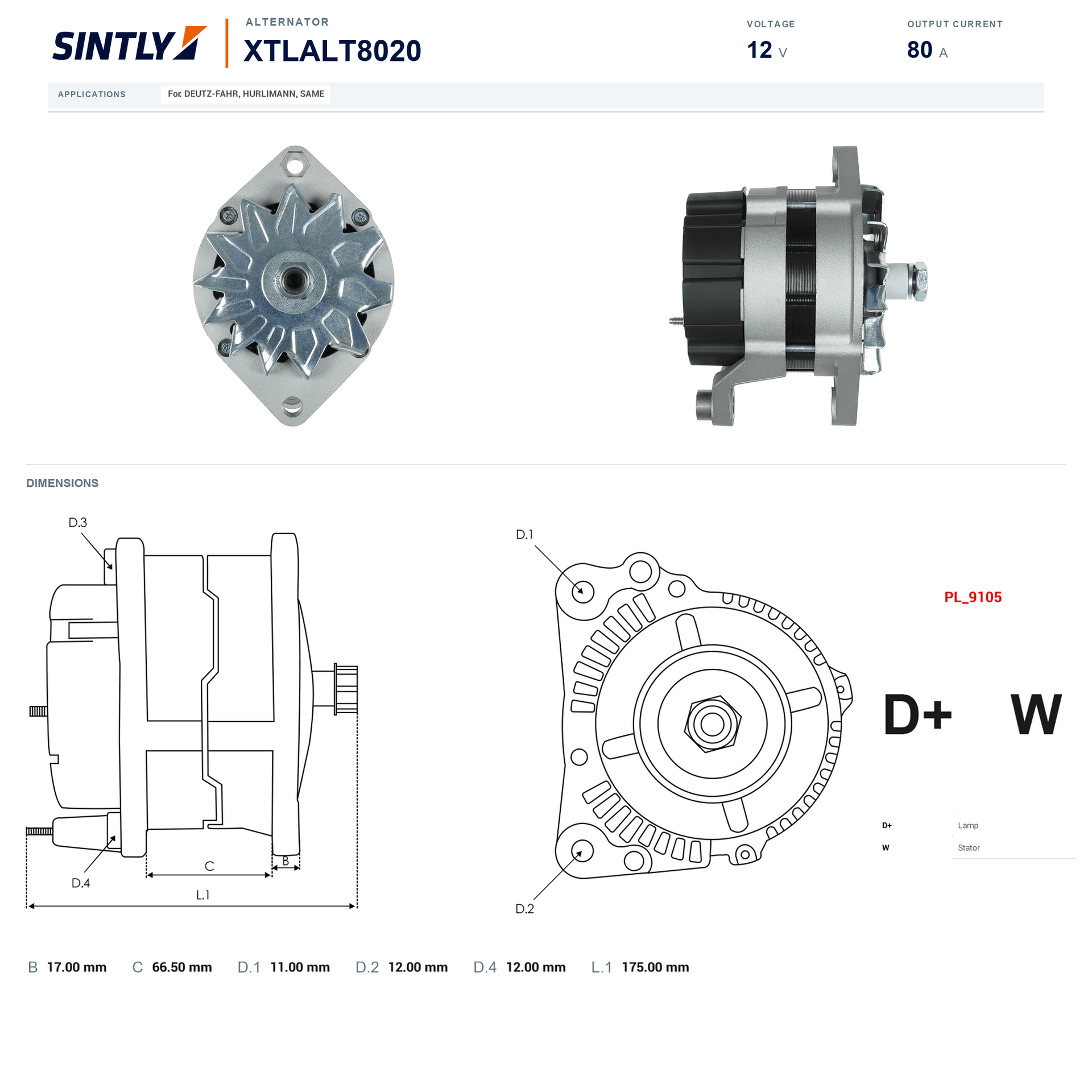 Alternator XTLALT8020