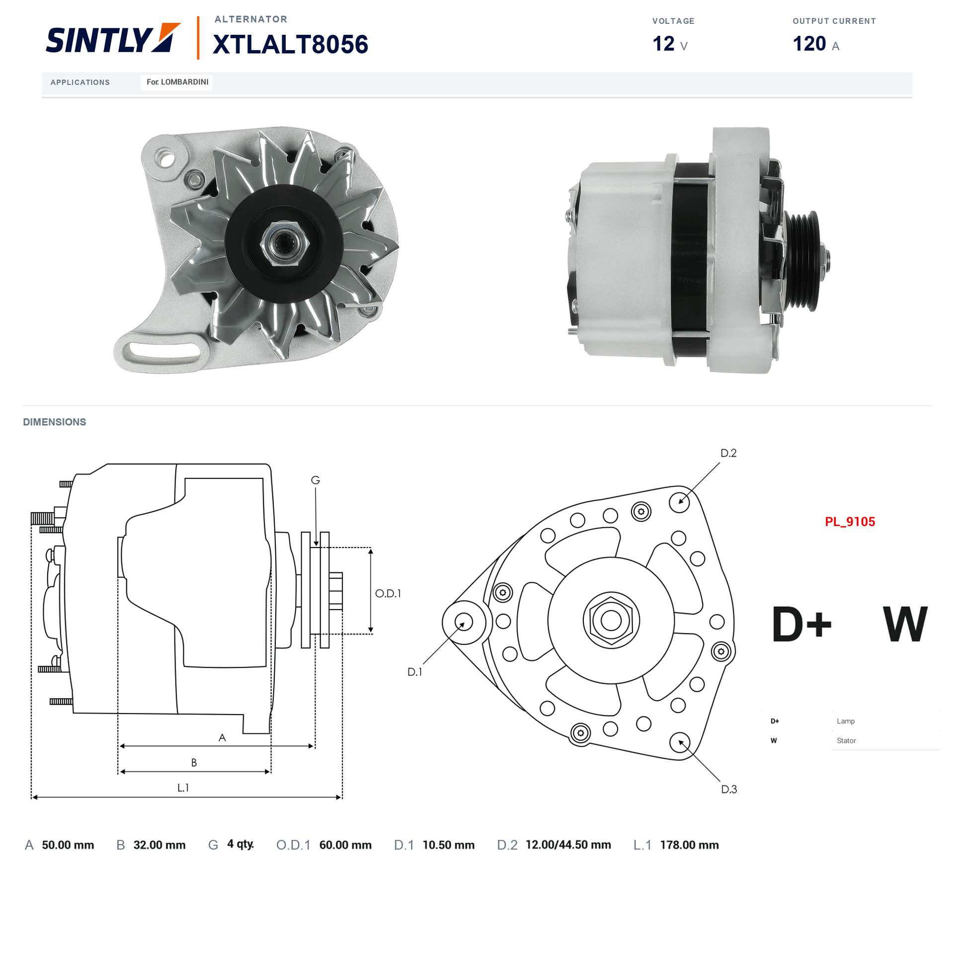 Alternator XTLALT8056