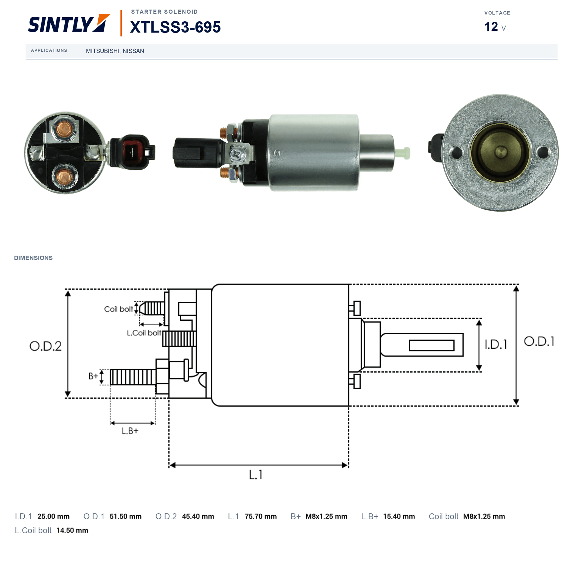 Starter Solenoid XTLSS3-695