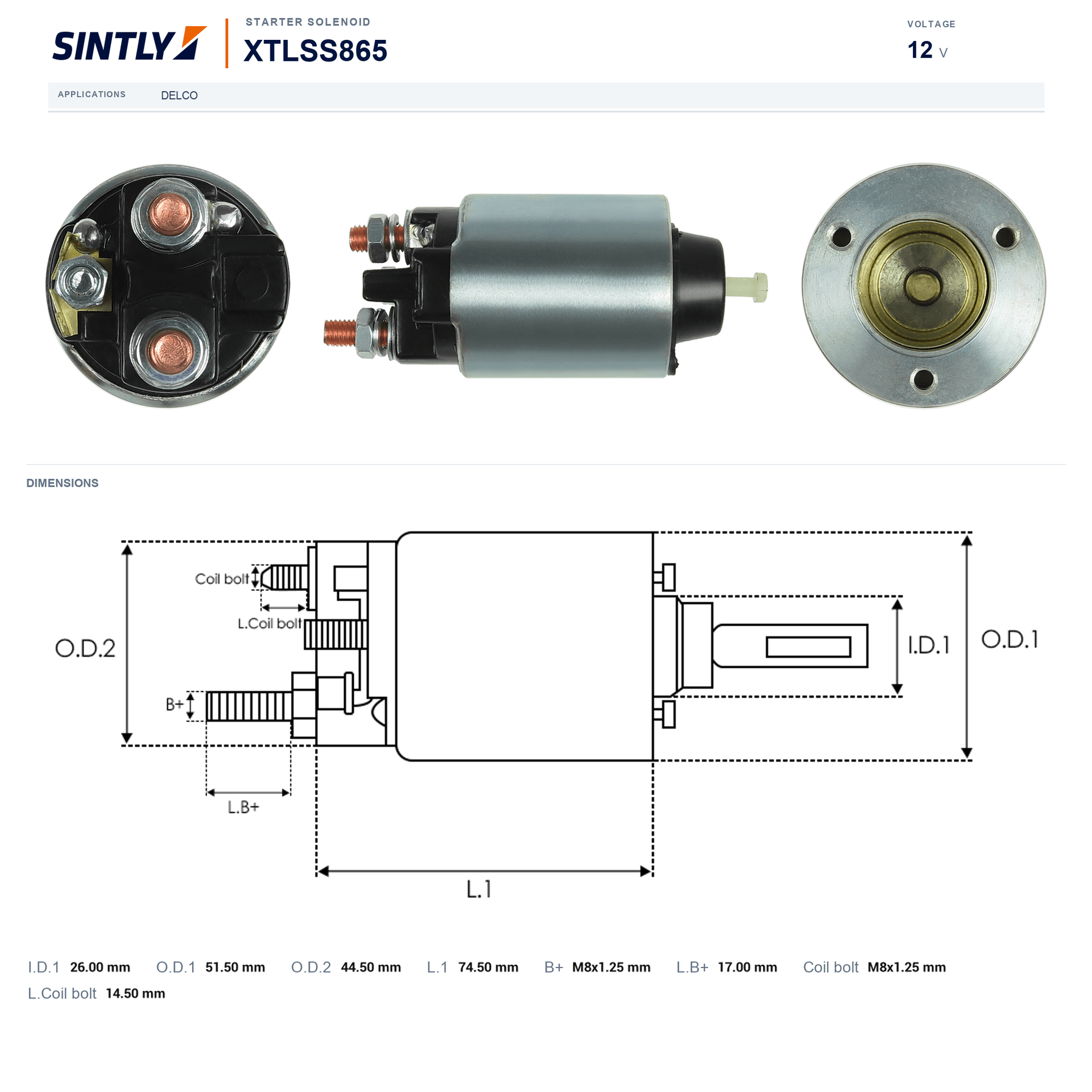 Solenoide de arranque XTLSS865