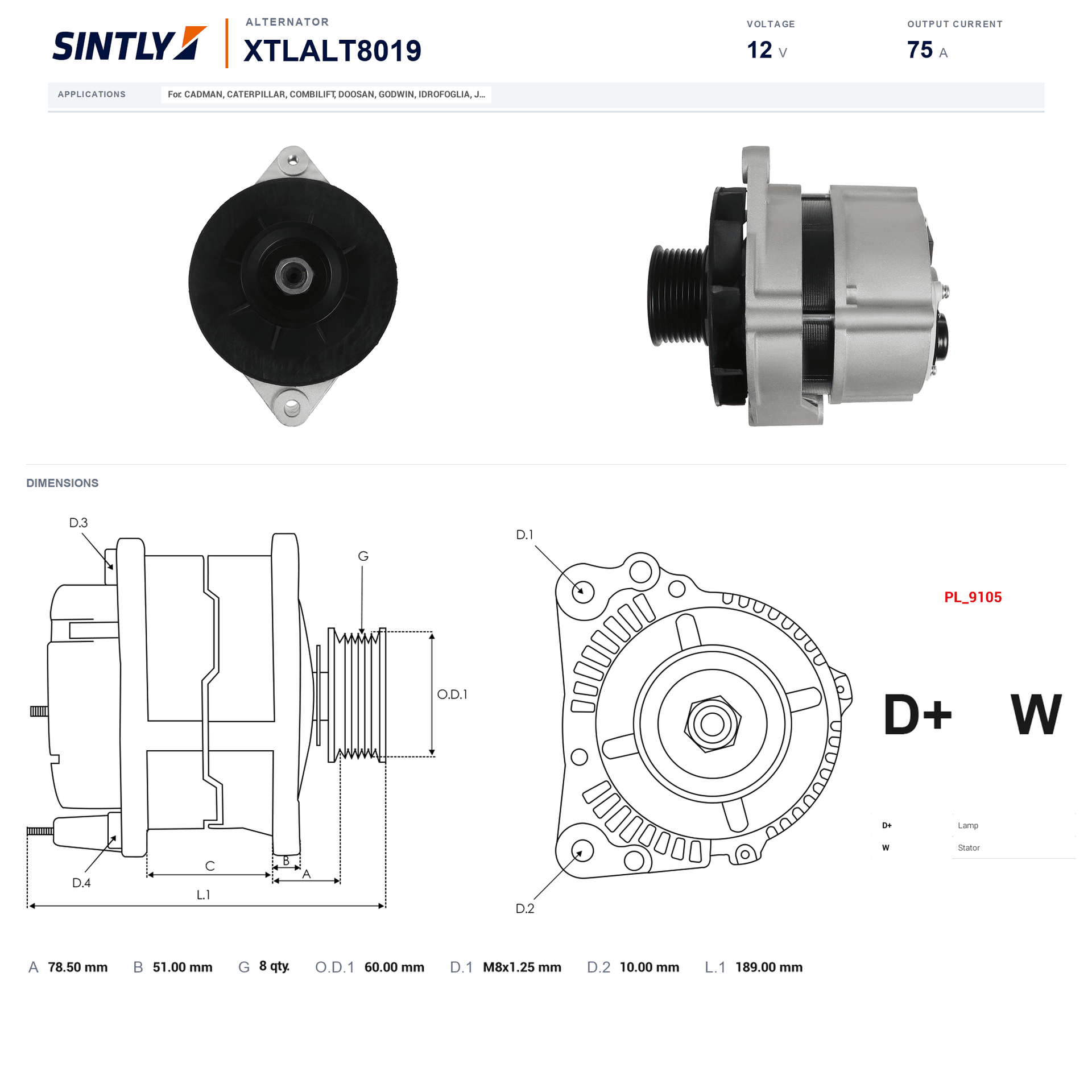 Alternator XTLALT8019