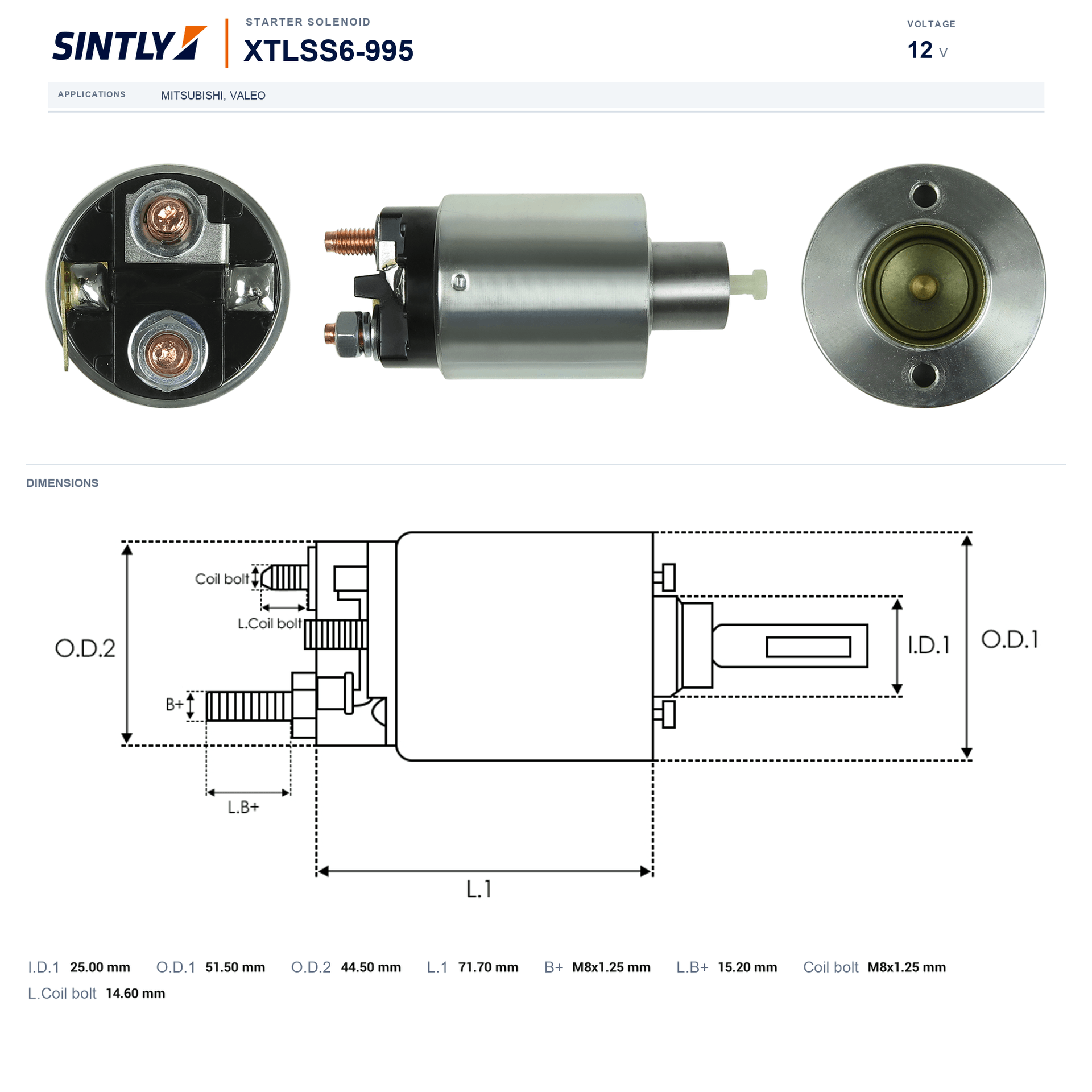 Starter Solenoid XTLSS6-995