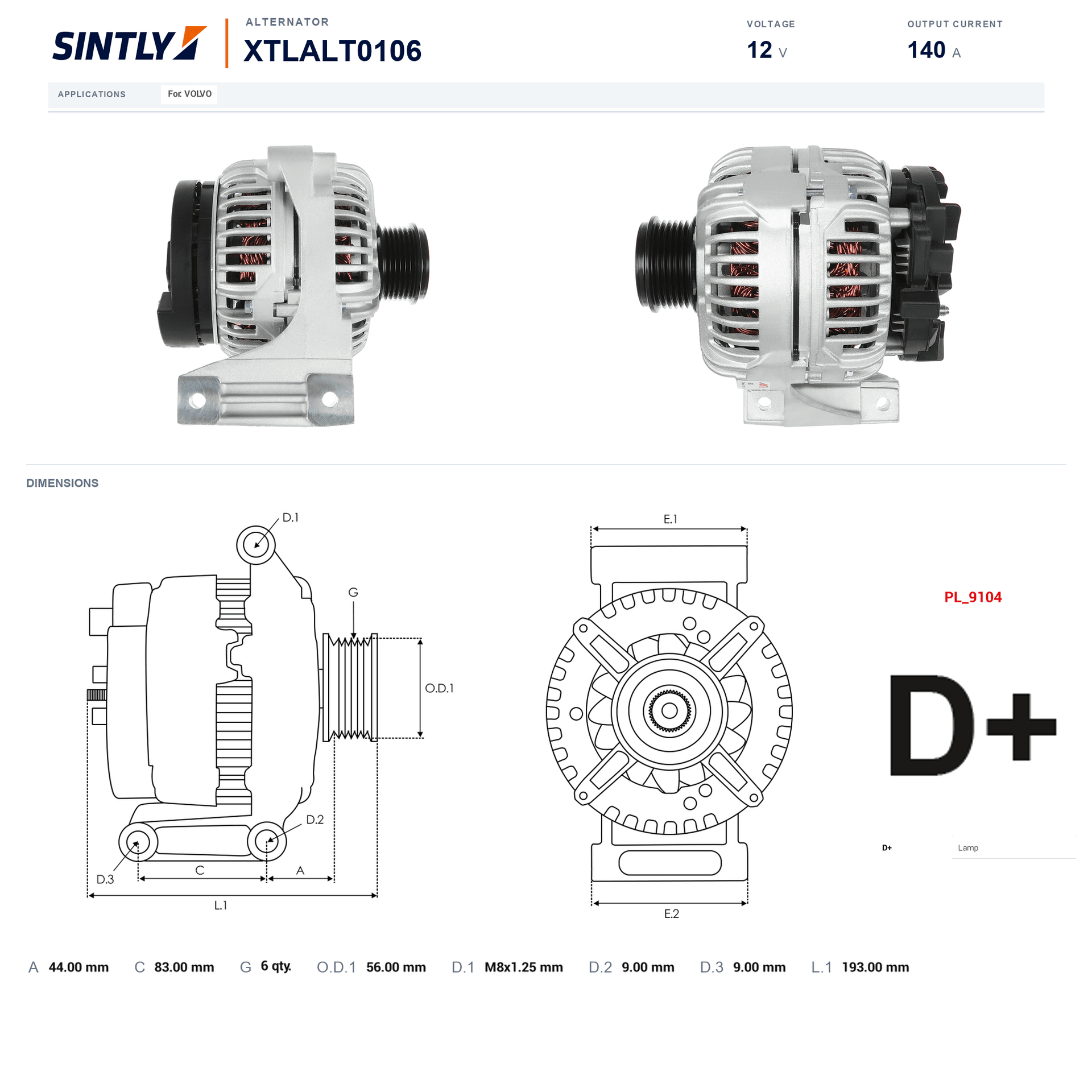 Alternator XTLALT0106