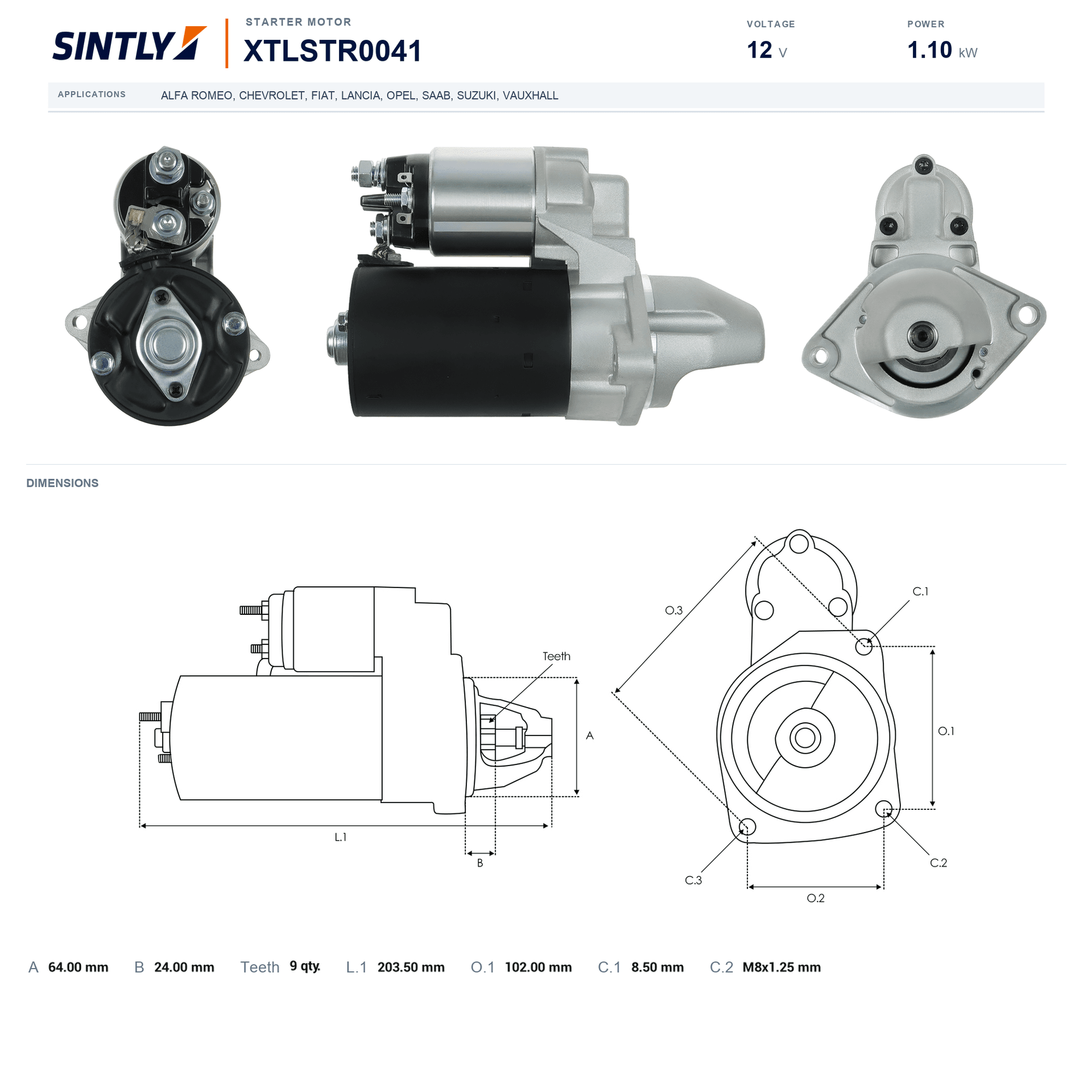 Motor de arranque XTLSTR0041