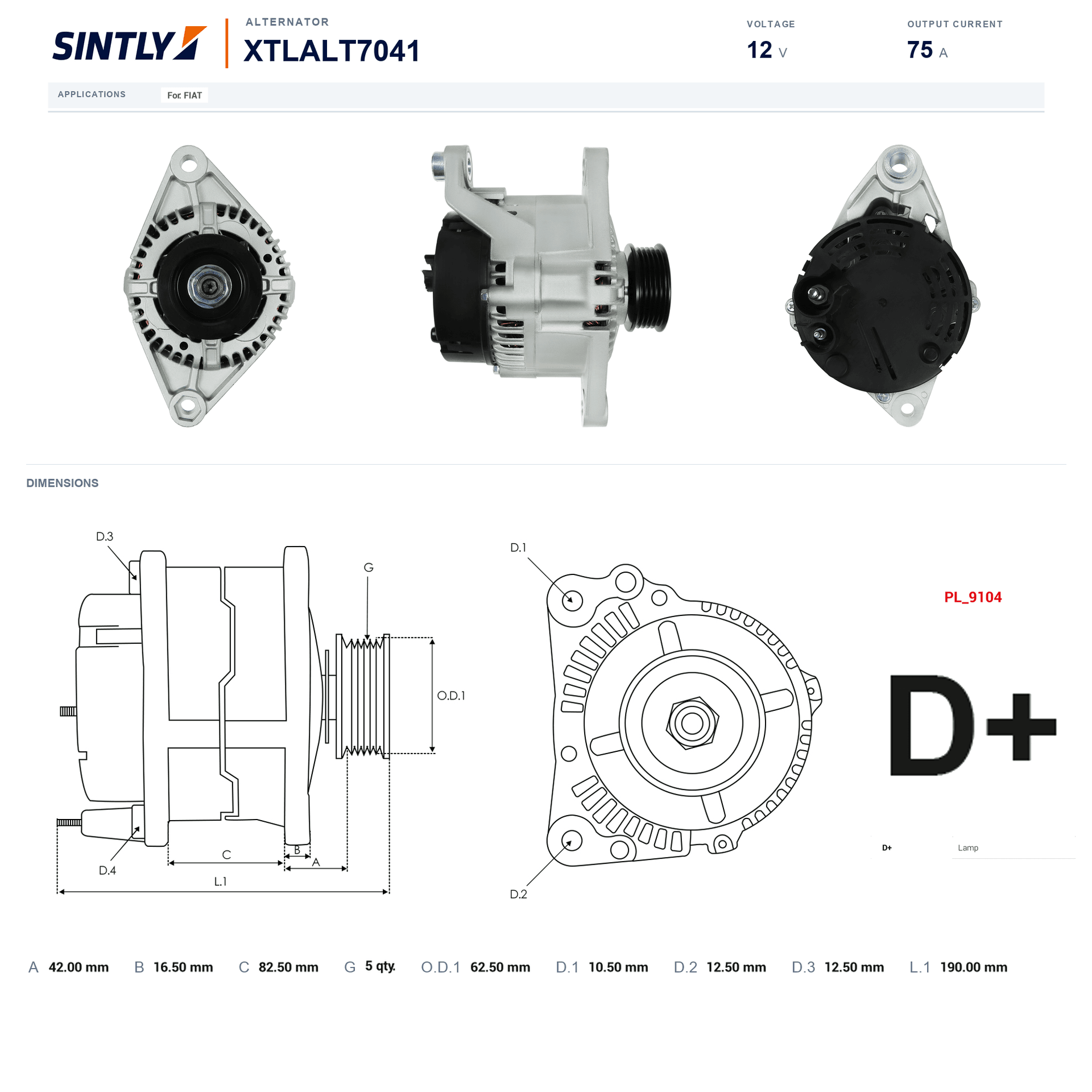 Alternator XTLALT7041