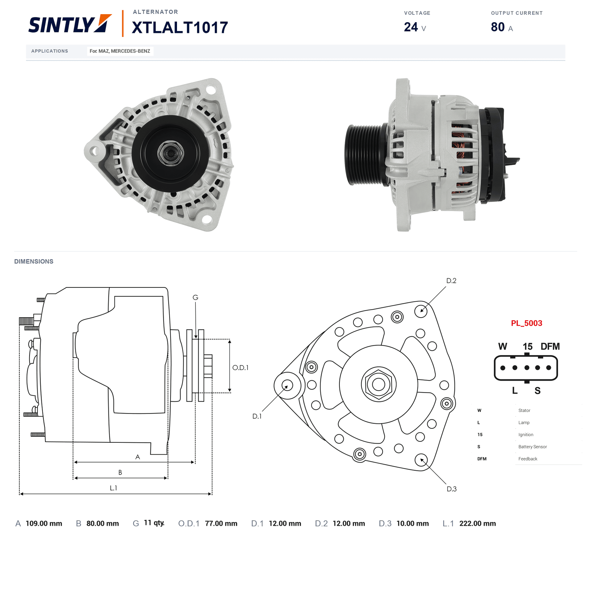 Alternator XTLALT1017