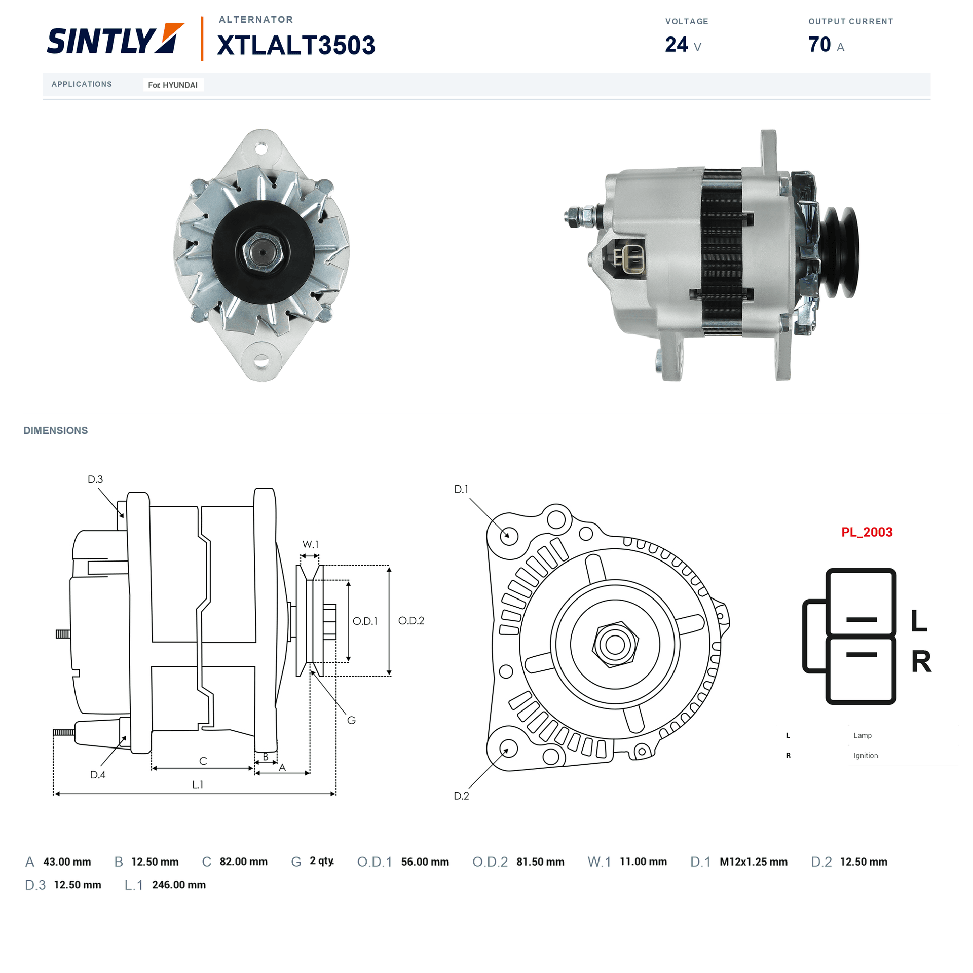 Alternator XTLALT3503