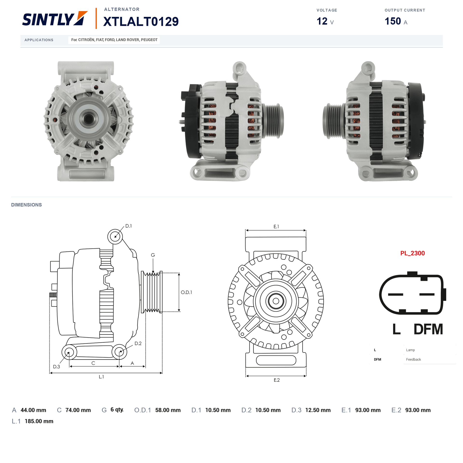Alternator XTLALT0129