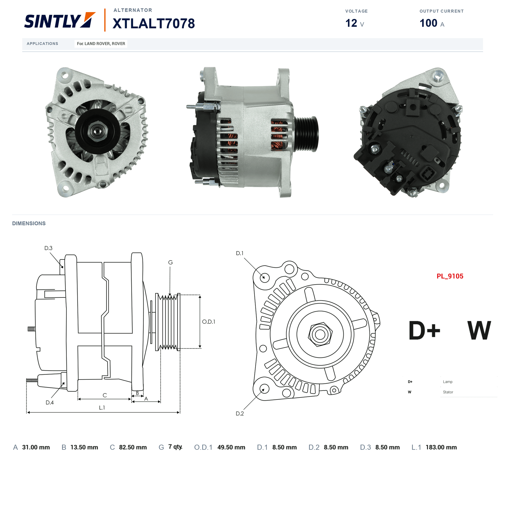 Alternator XTLALT7078