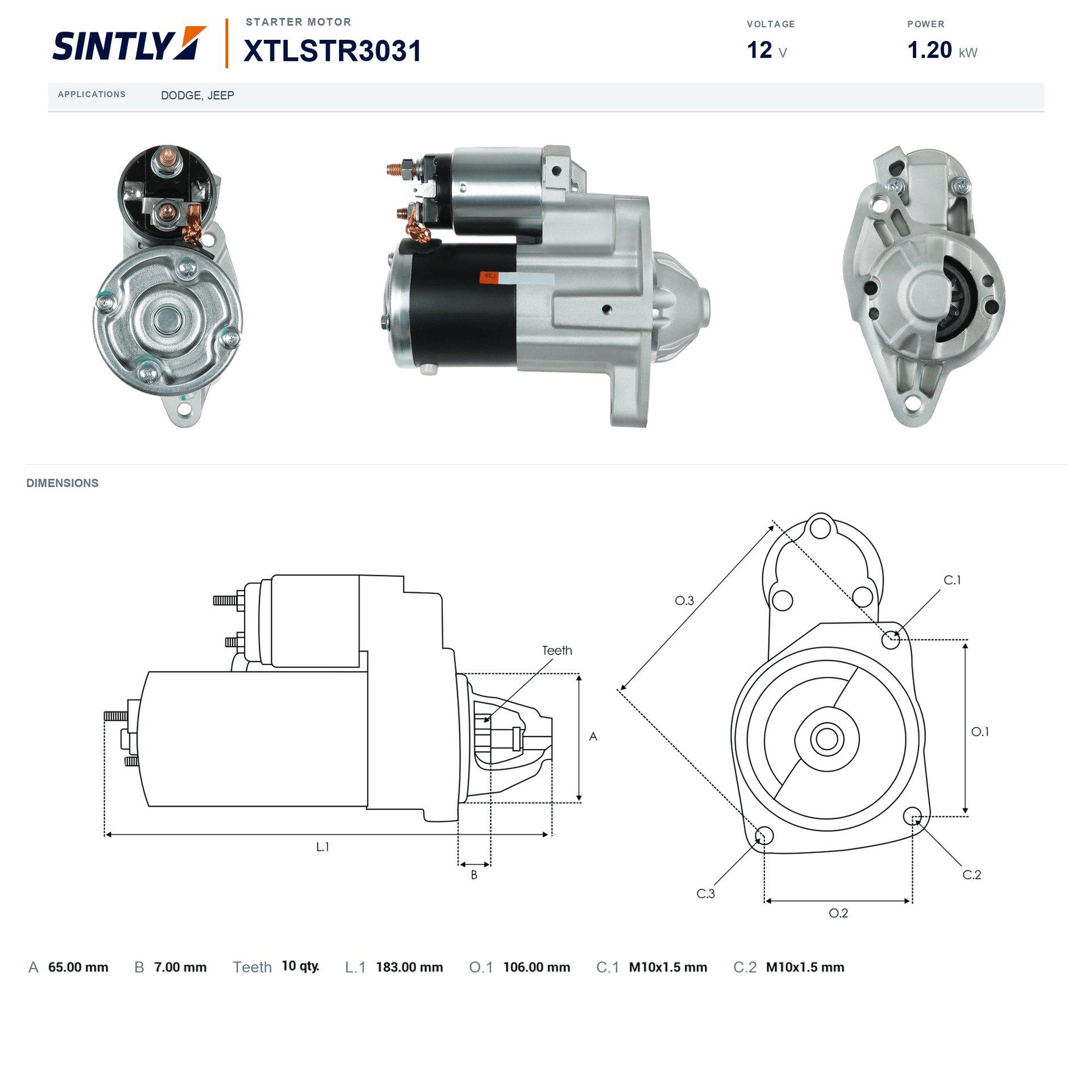 Motor de arranque XTLSTR3031