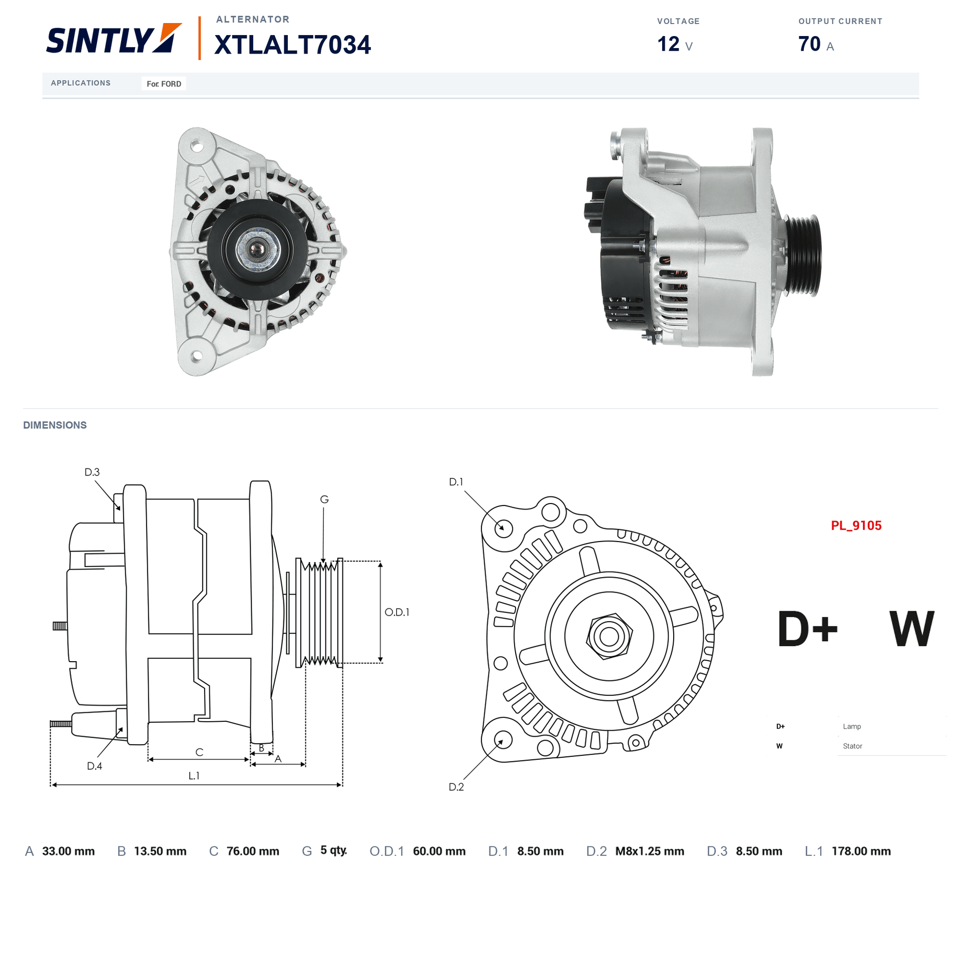 Alternator XTLALT7034