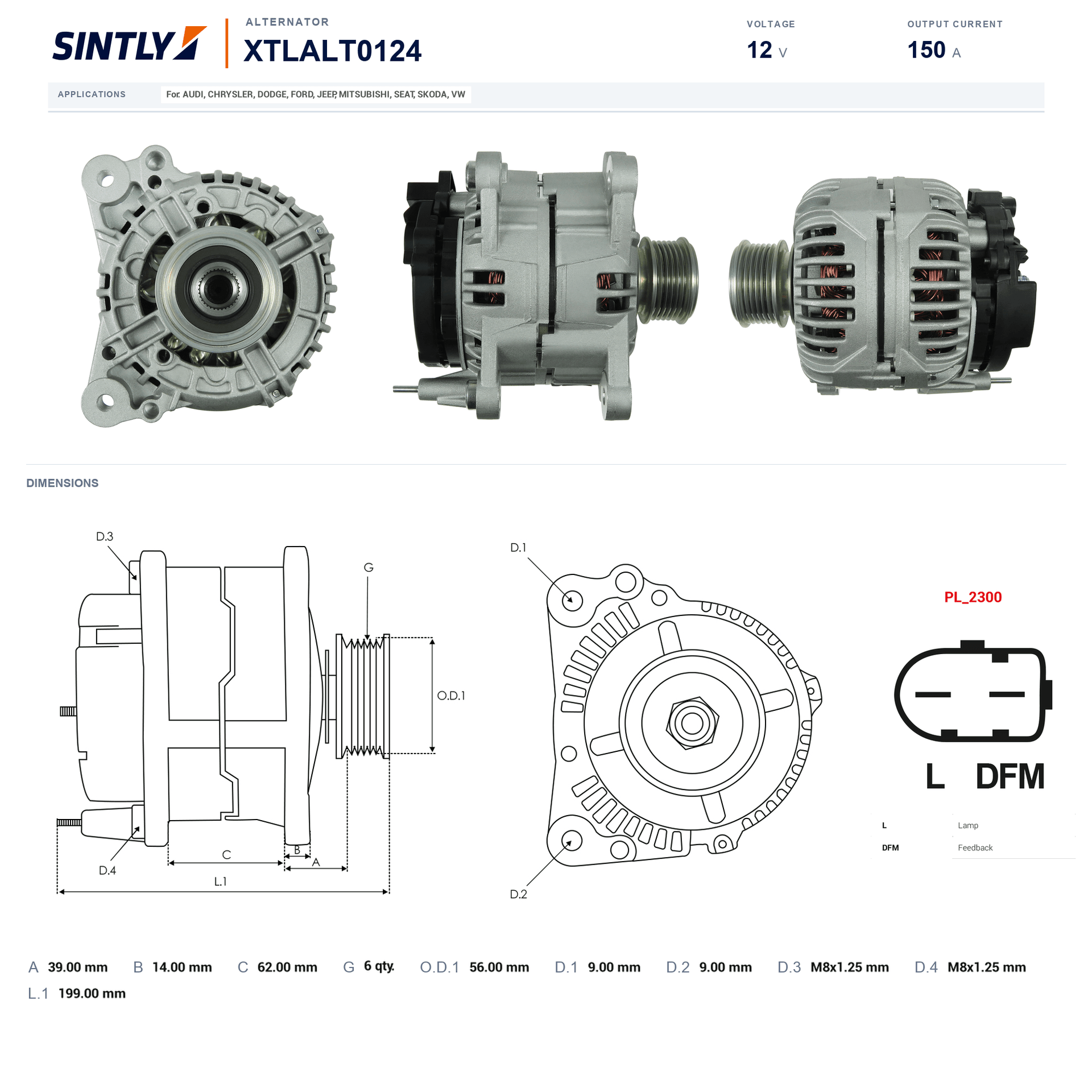 Alternator XTLALT0124