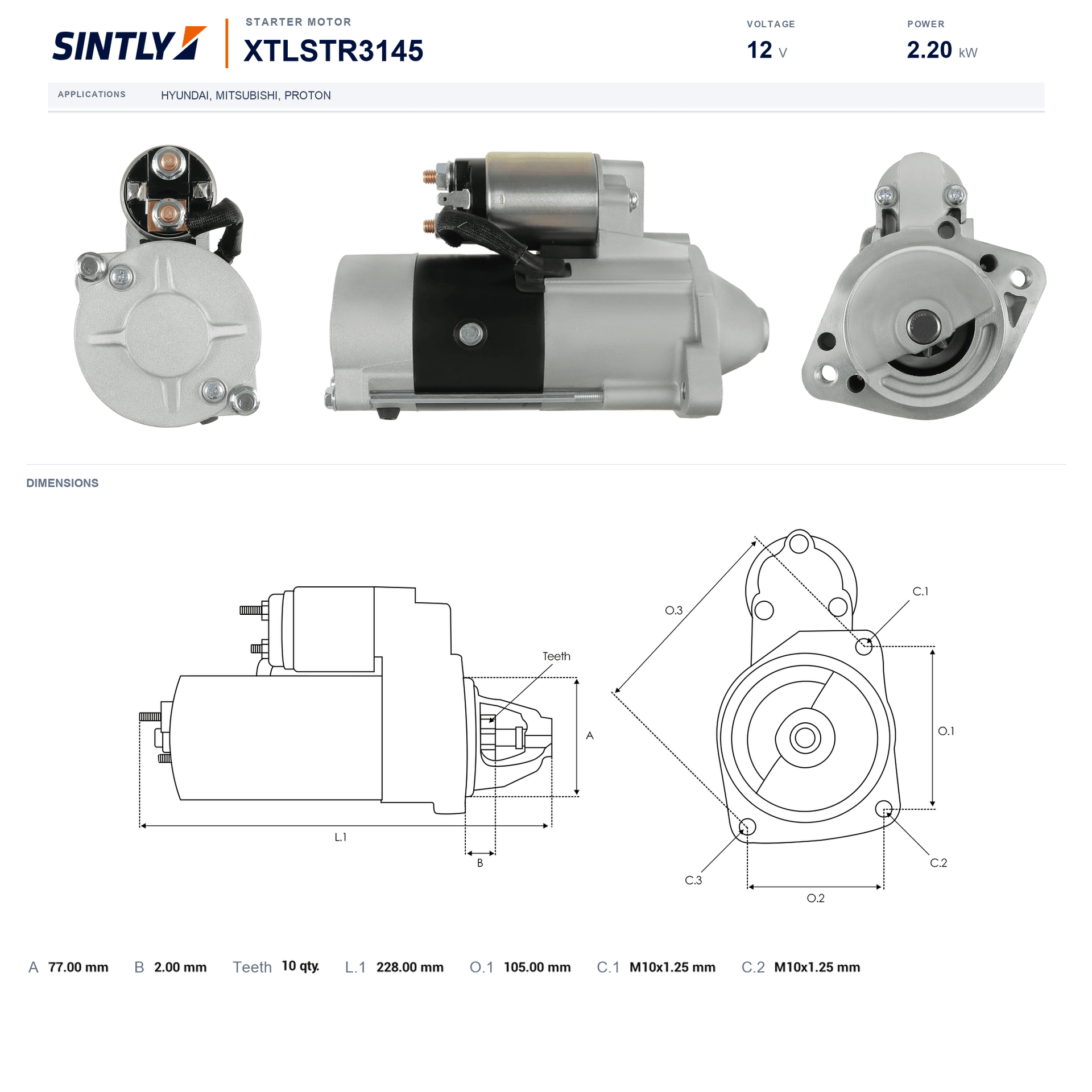Motor de arranque XTLSTR3145