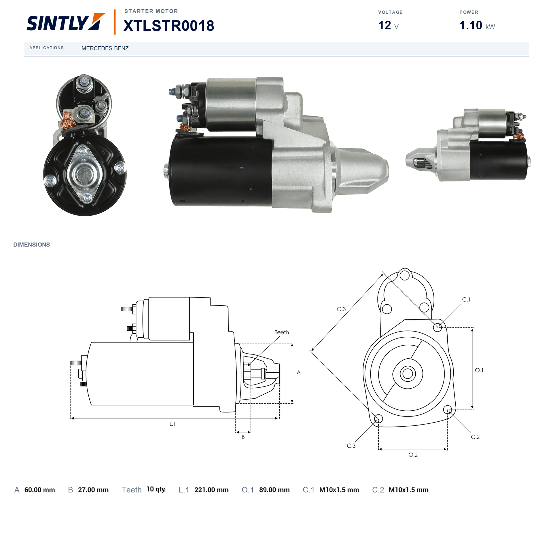 Motor de arranque XTLSTR0018