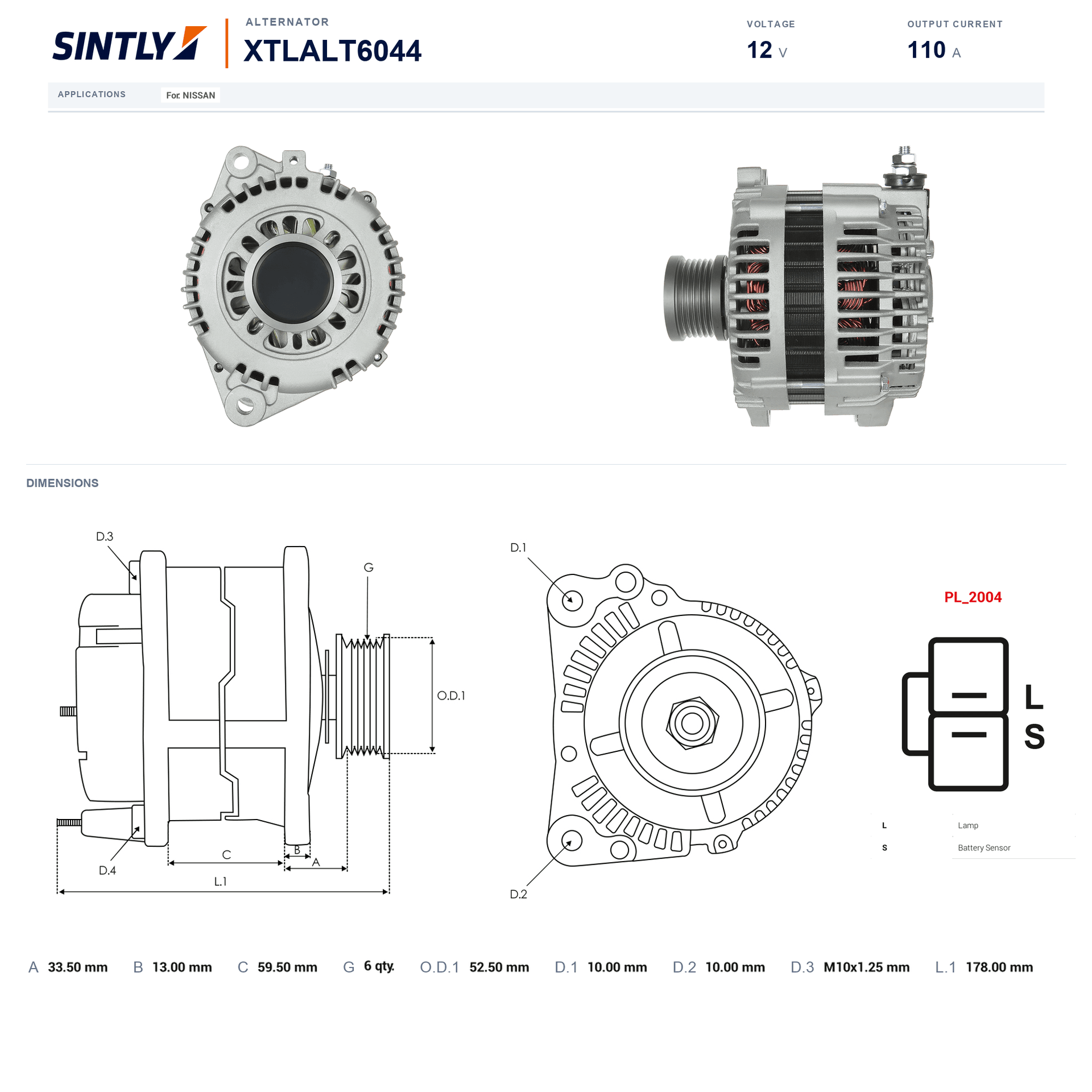 Alternator XTLALT6044