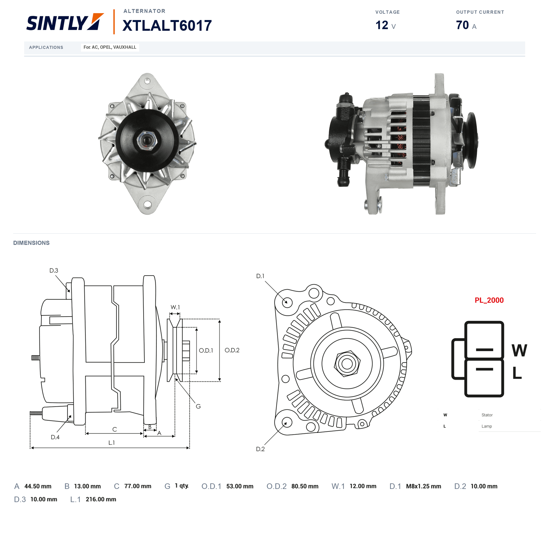 Alternator XTLALT6017