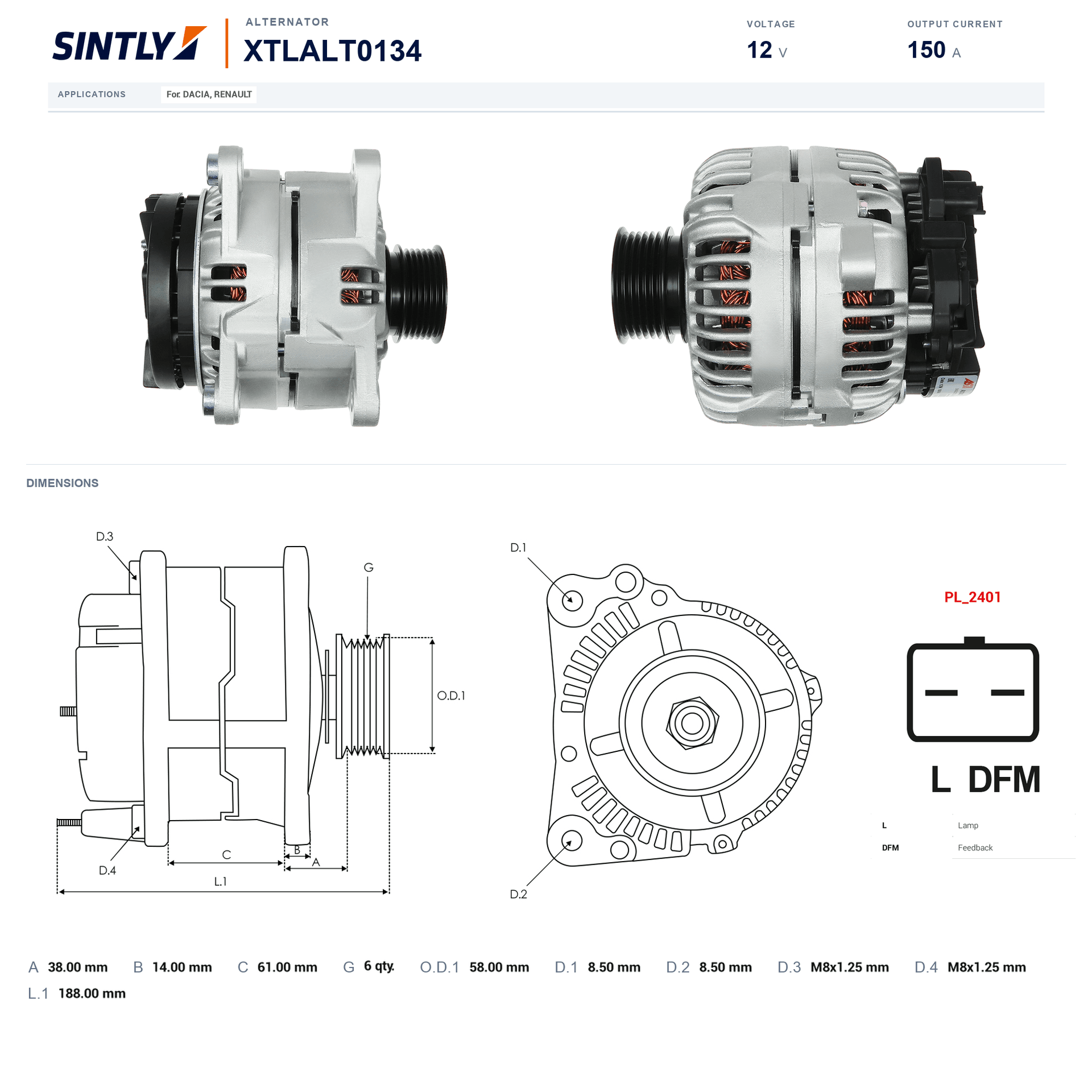 Alternator XTLALT0134