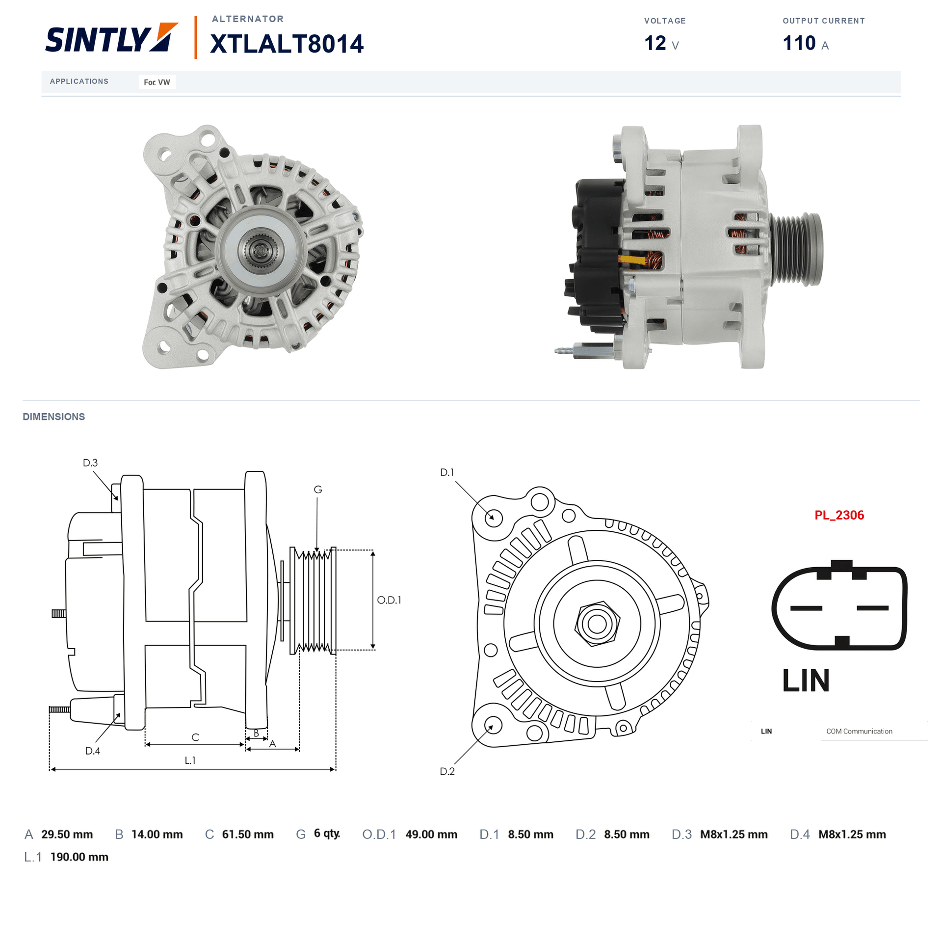 Alternator XTLALT8014