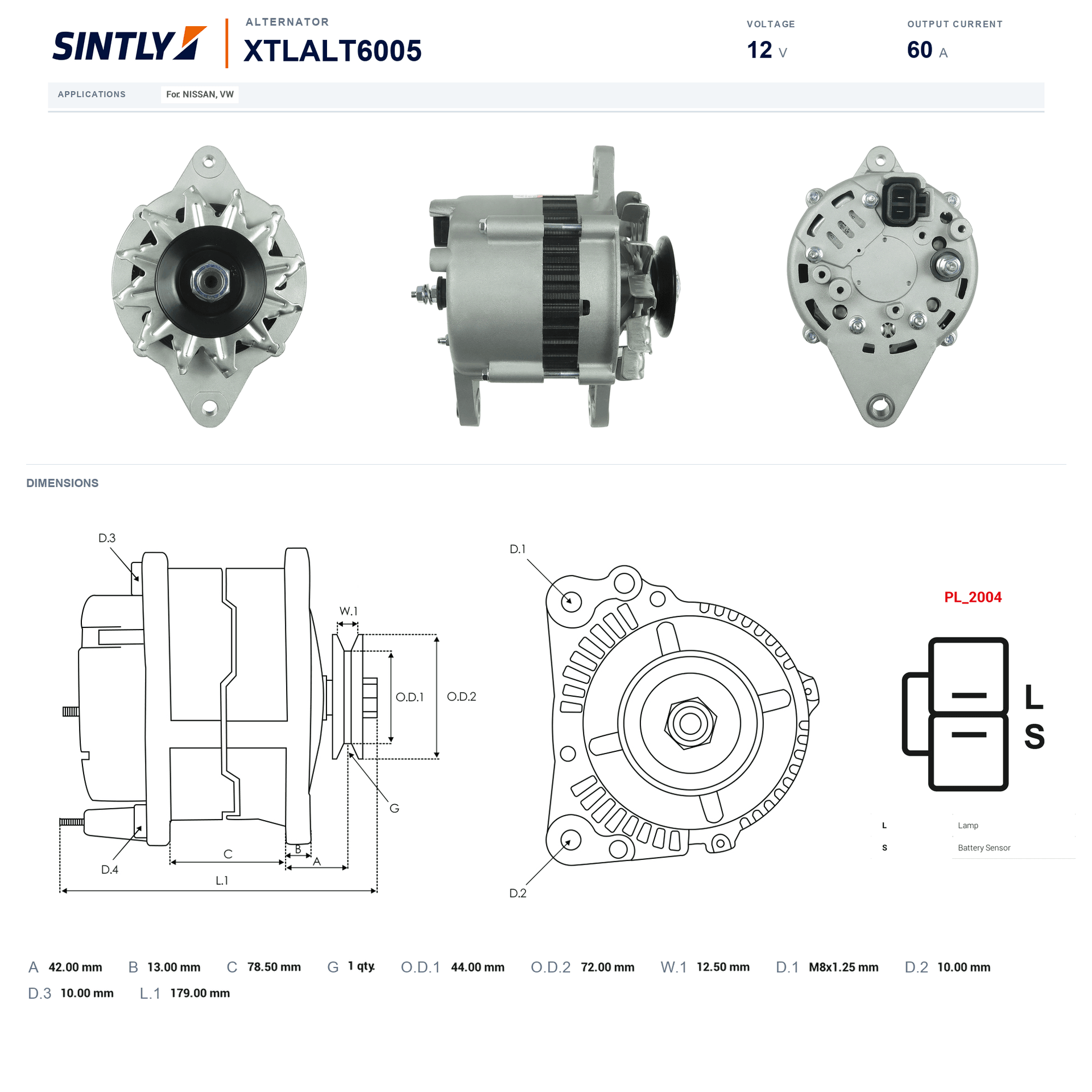 Alternator XTLALT6005