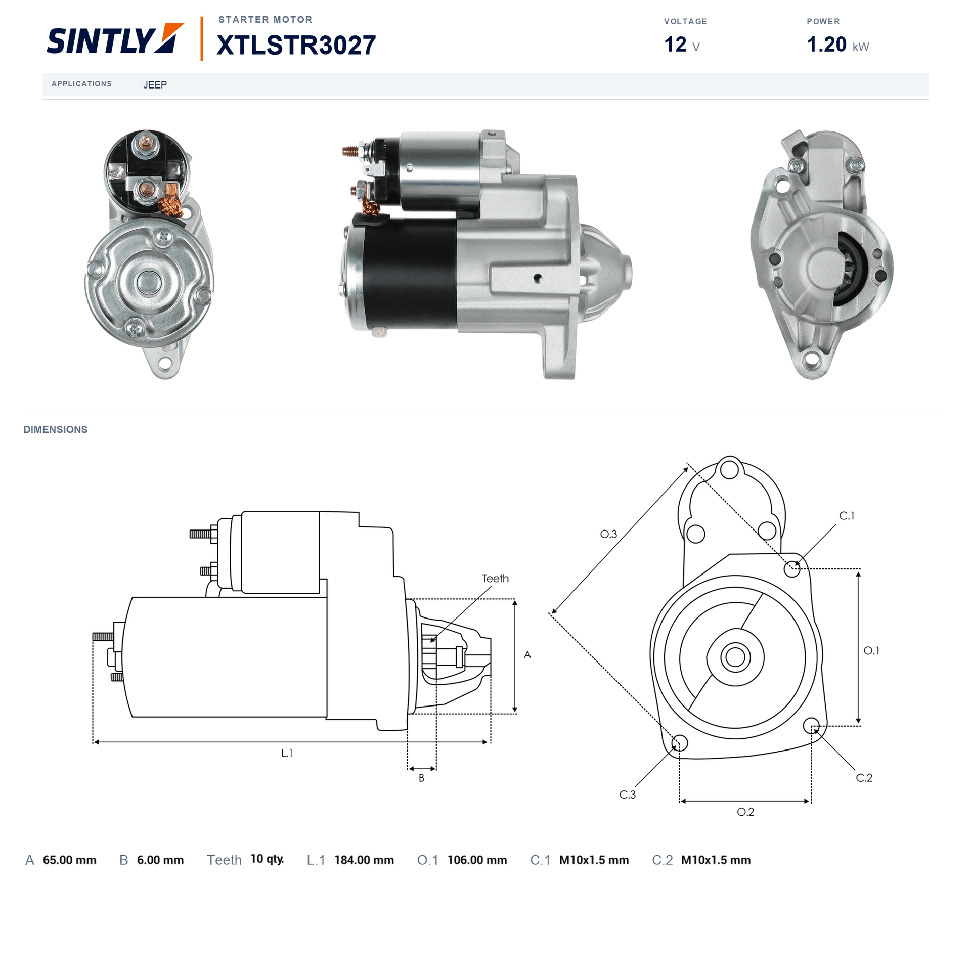 Motor de arranque XTLSTR3027