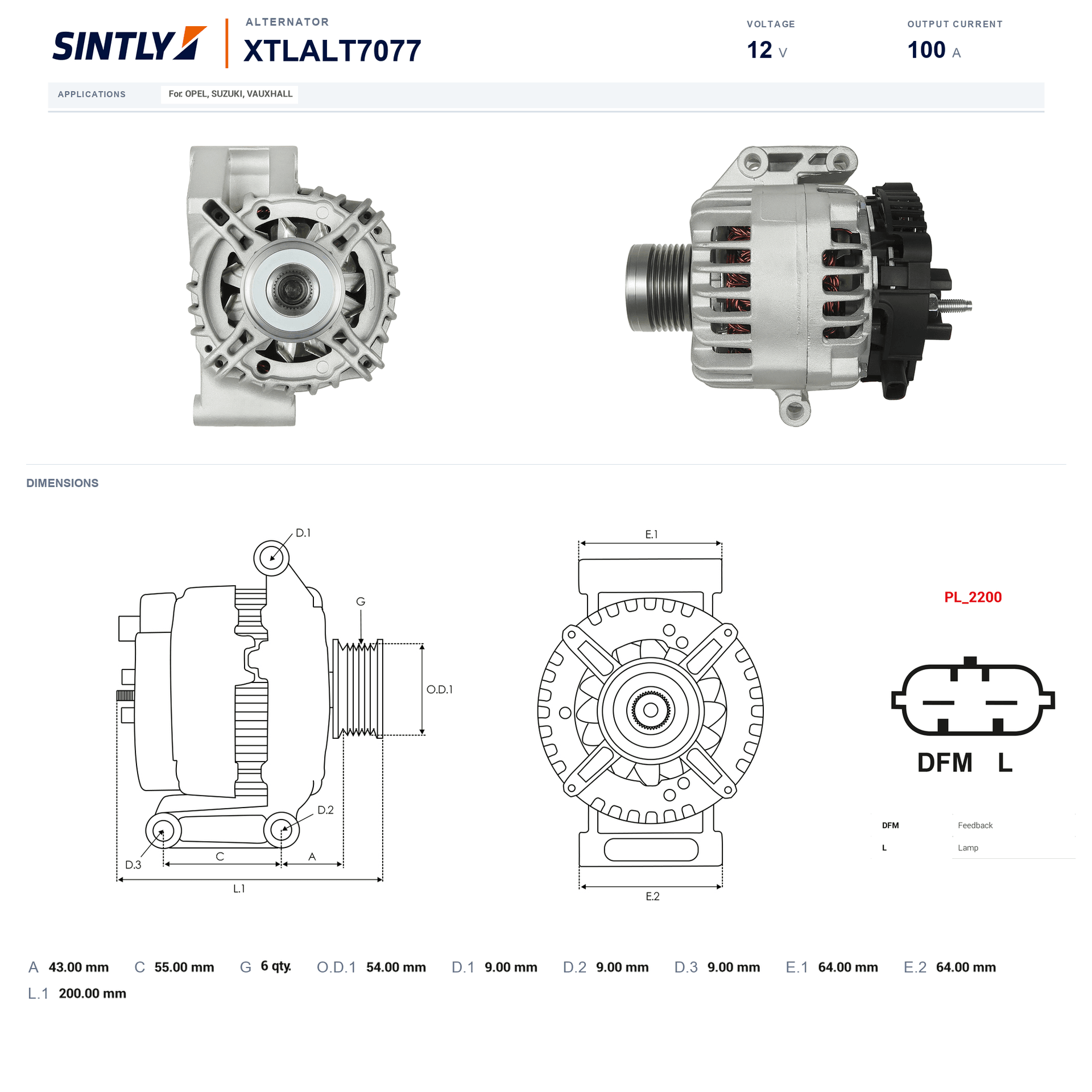 Alternator XTLALT7077