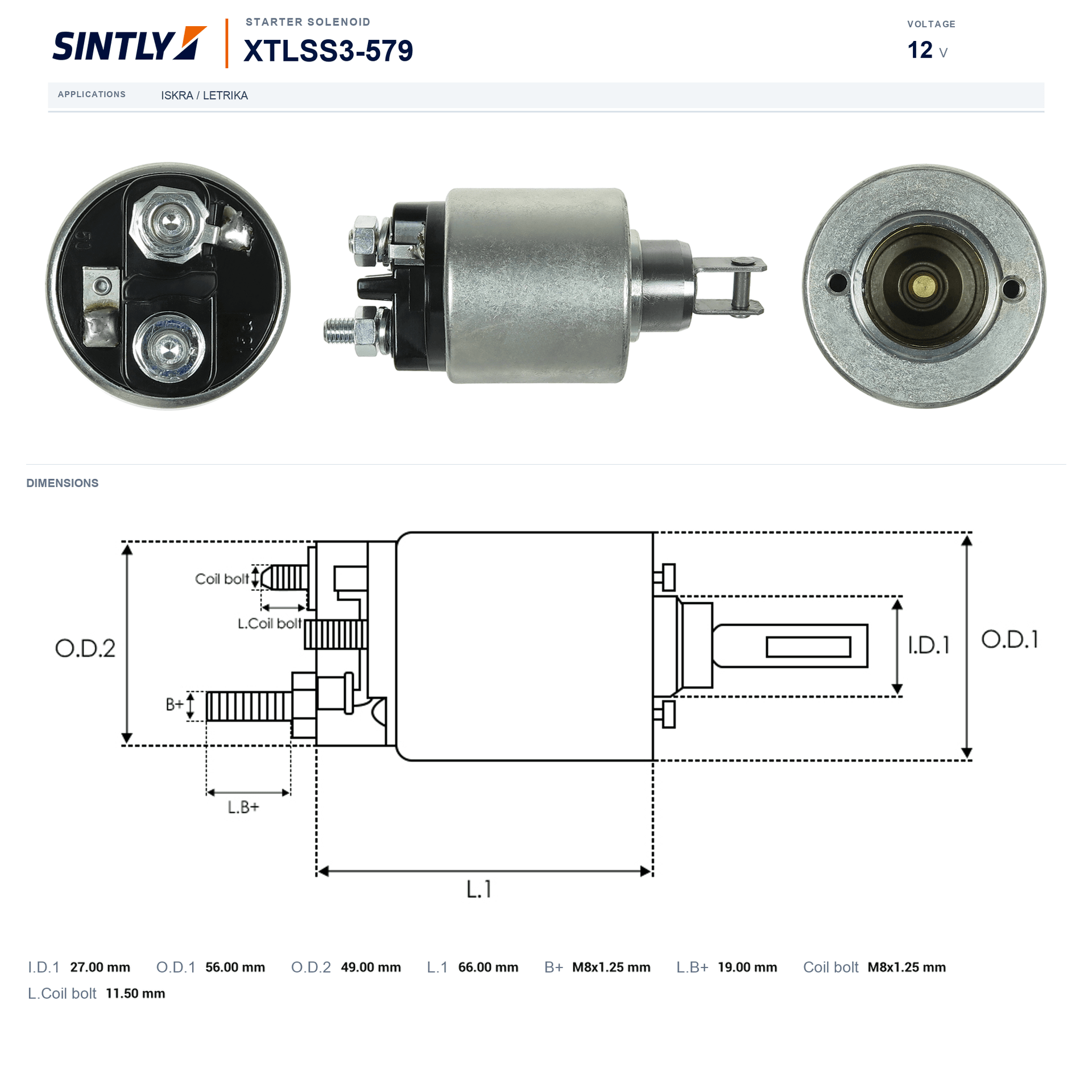Starter Solenoid XTLSS3-579
