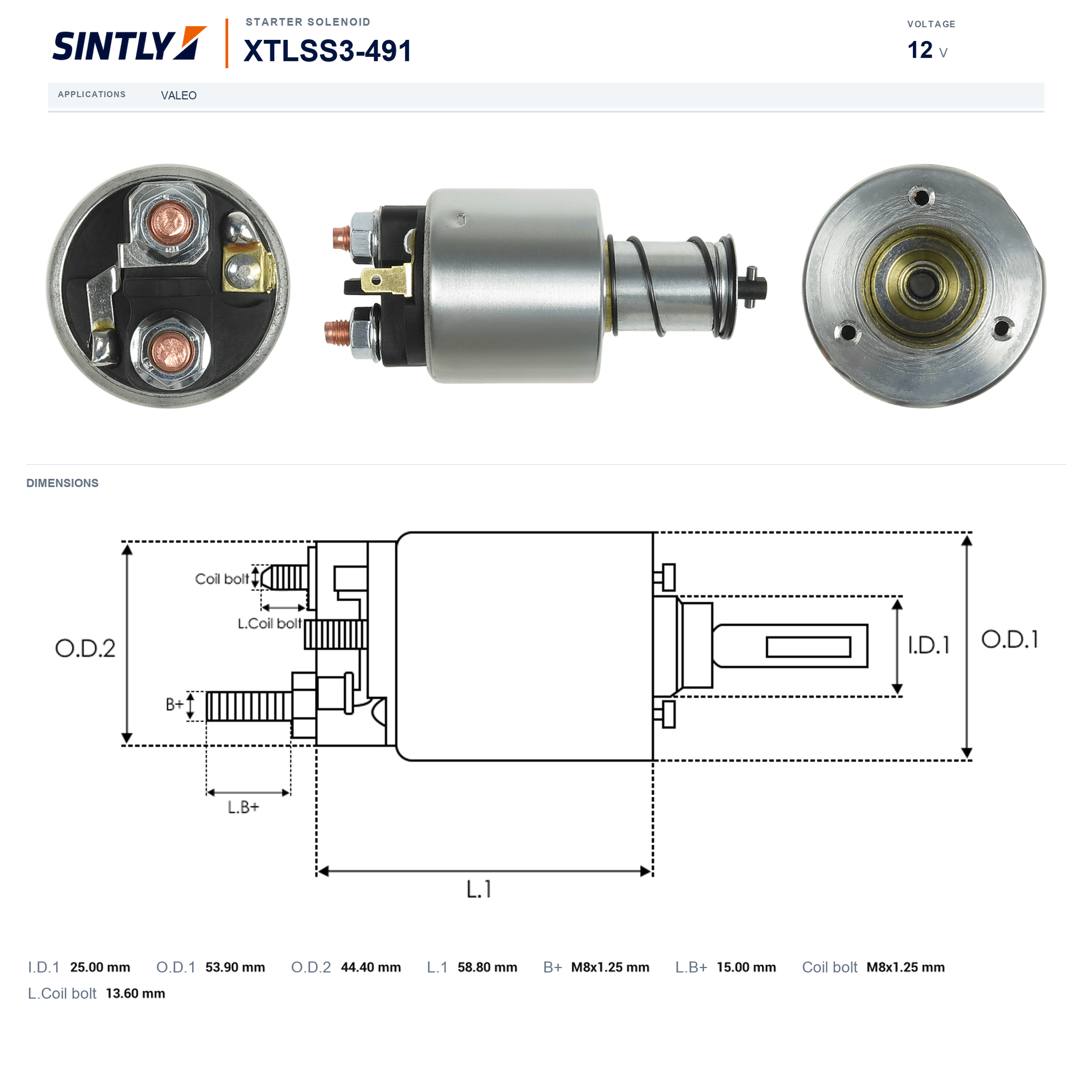 Starter Solenoid XTLSS3-491